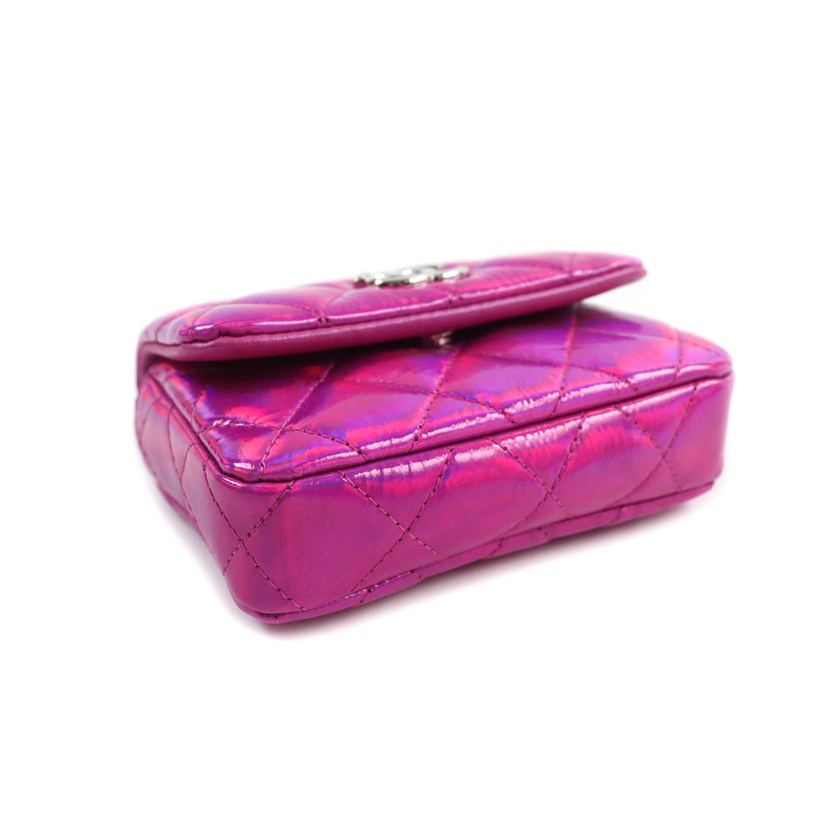 Chanel COCO Mark Metal Enamel Pouch Neon Pink