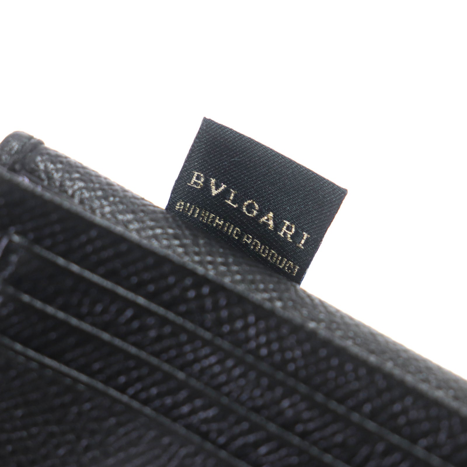 BVLGARI Leather Bi-fold Card Case Black