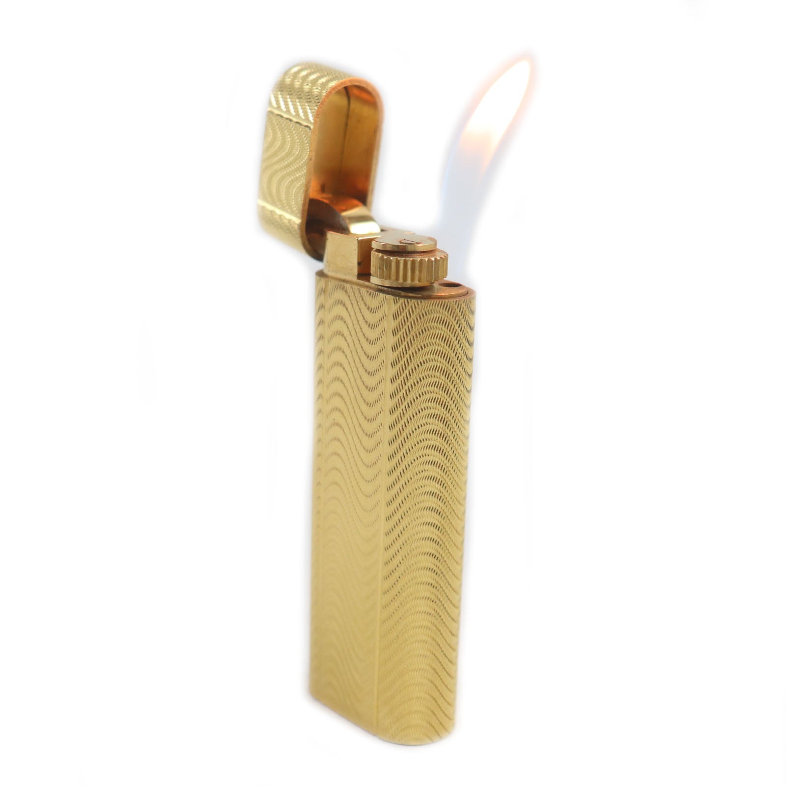 Cartier Oval Wave Gas Lighter Gold Case