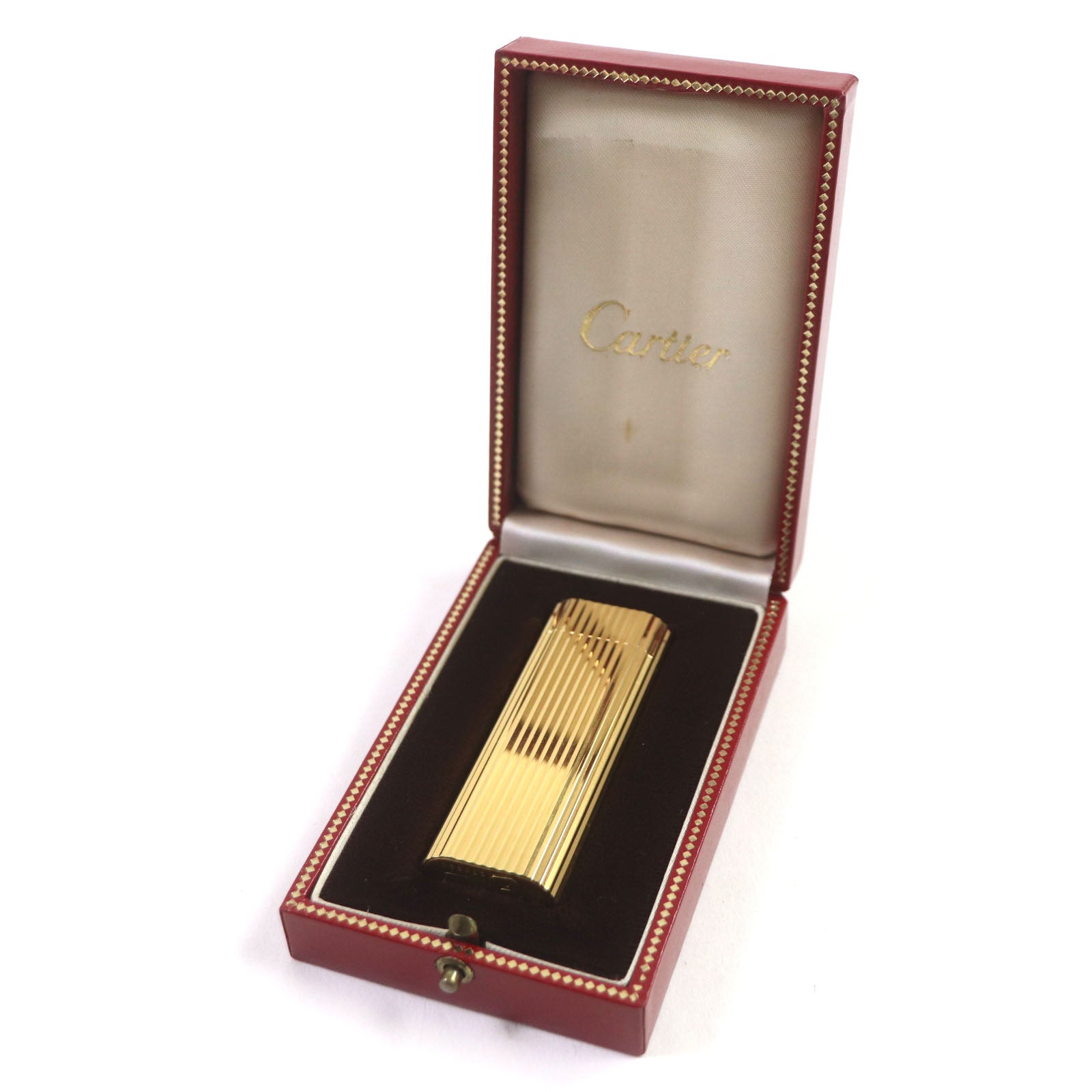 Cartier Oval Stripe Gas Lighter Gold Case