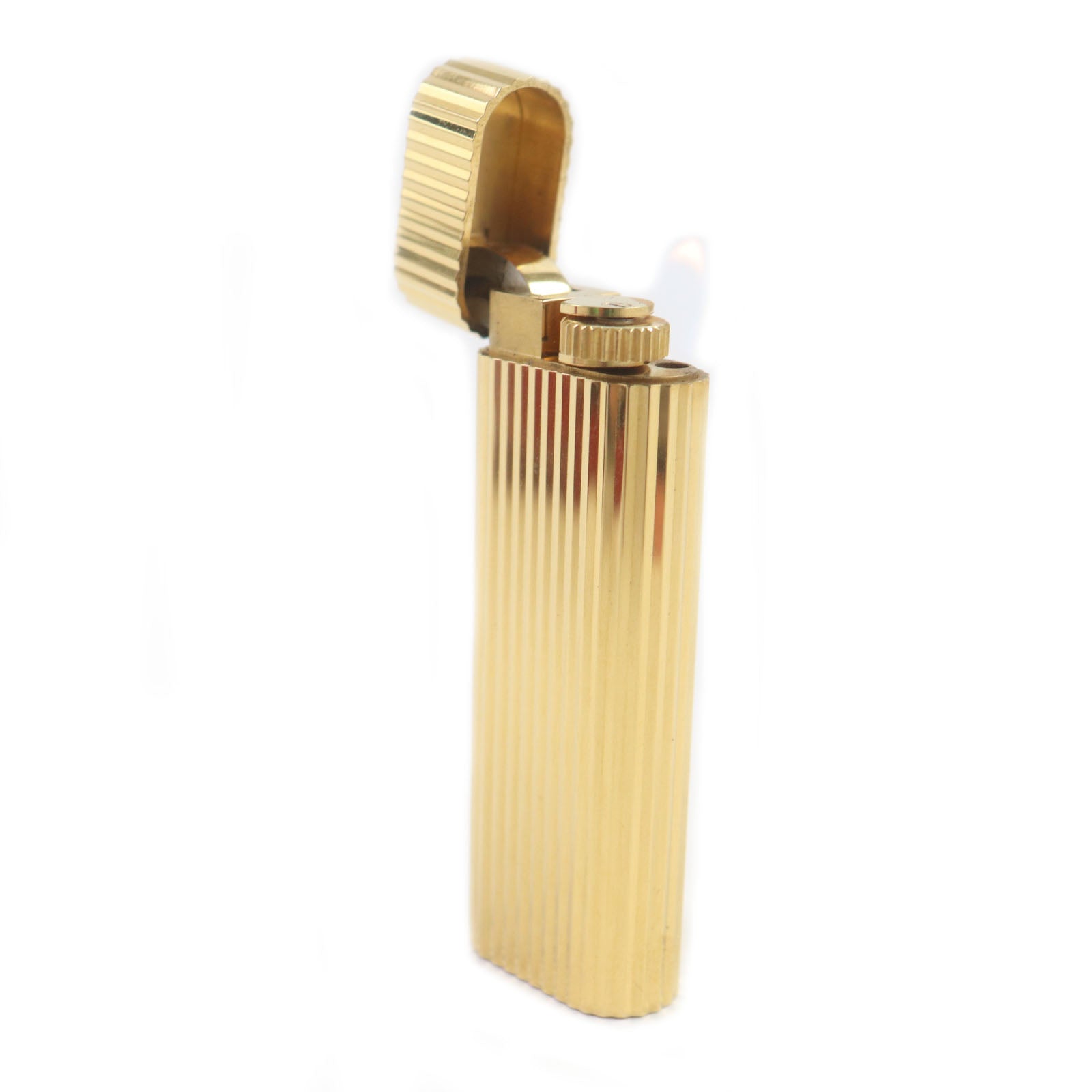 Cartier Oval Stripe Gas Lighter Gold Case