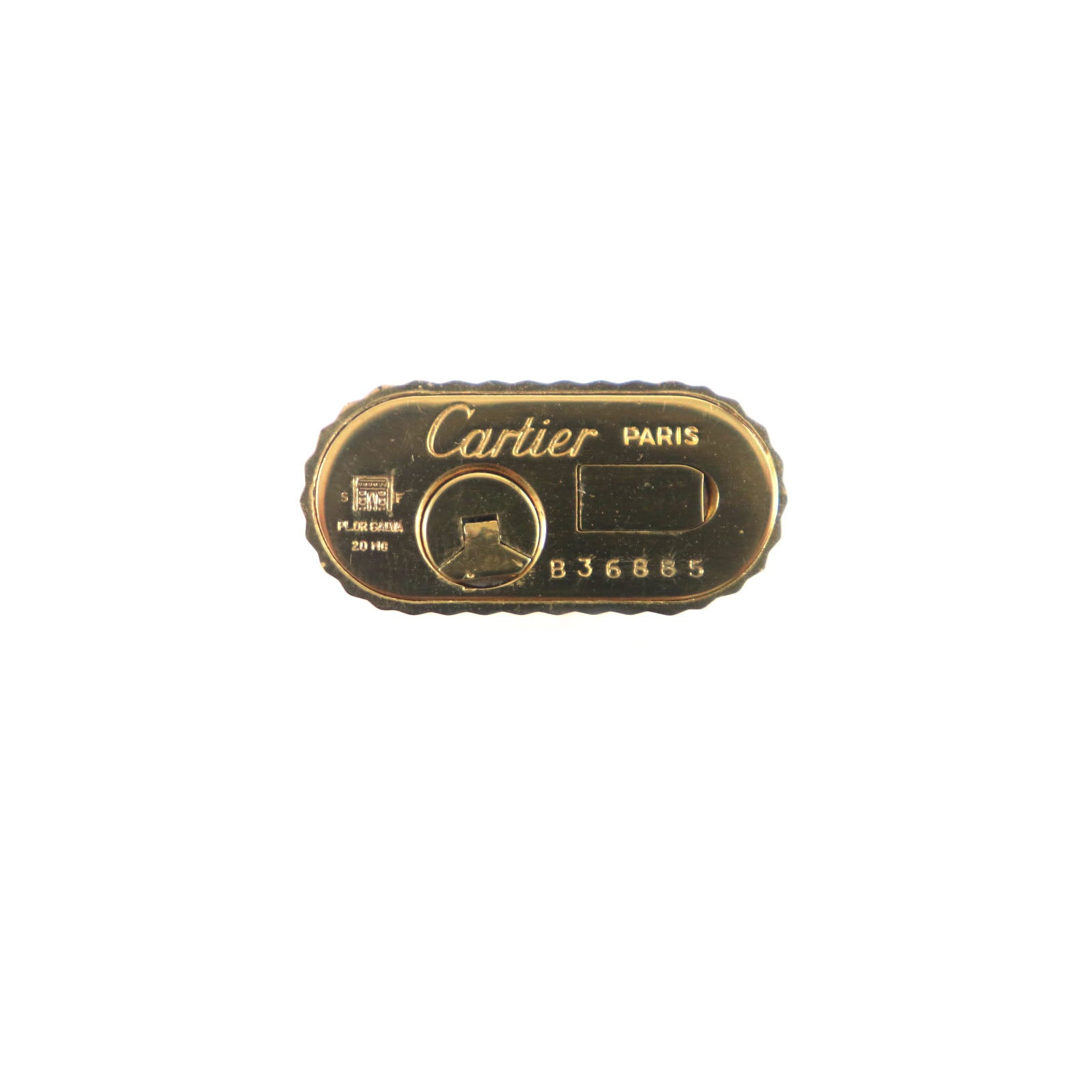 Cartier Oval Stripe Gas Lighter Gold Case