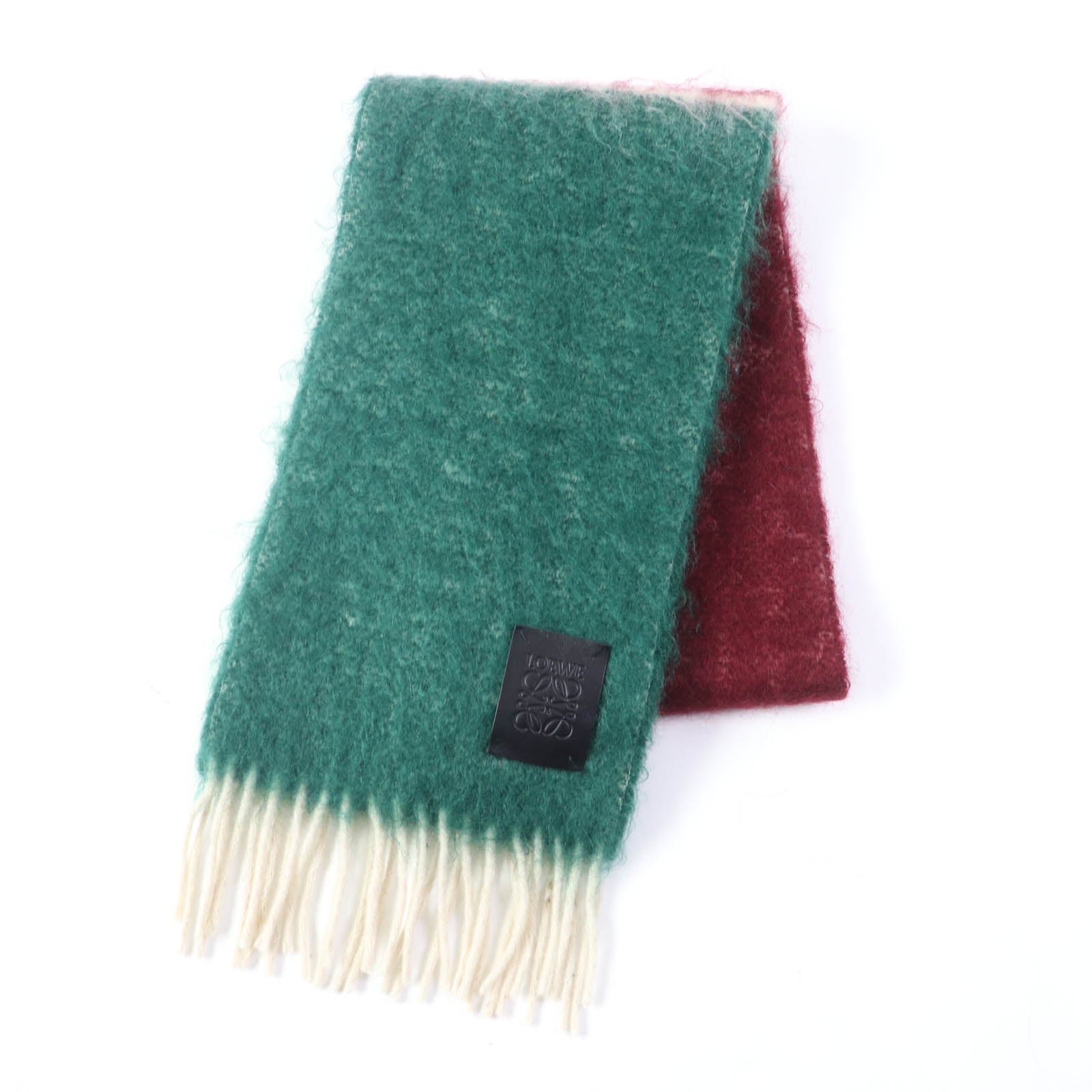 Loewe Mohair Wool Anagram Logo Fringe Scarf