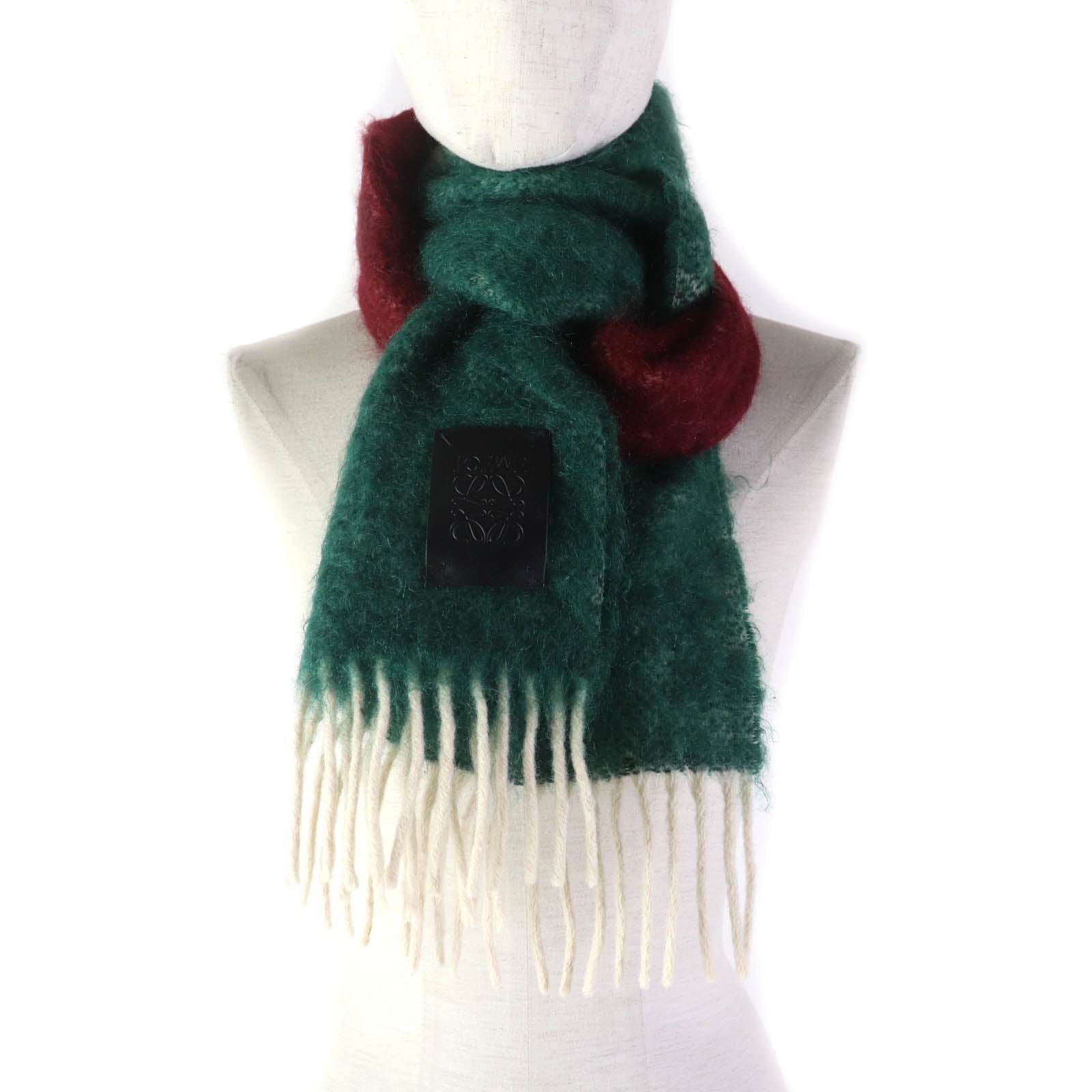 Loewe Mohair Wool Anagram Logo Fringe Scarf