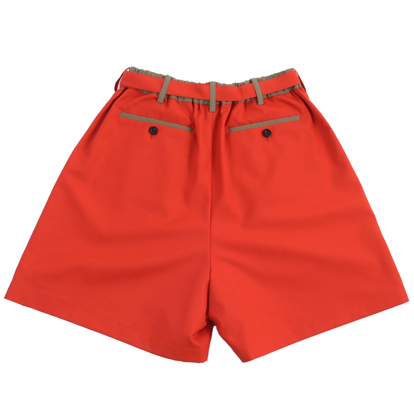 Sacai Belted Wool-Blend Shorts Orange