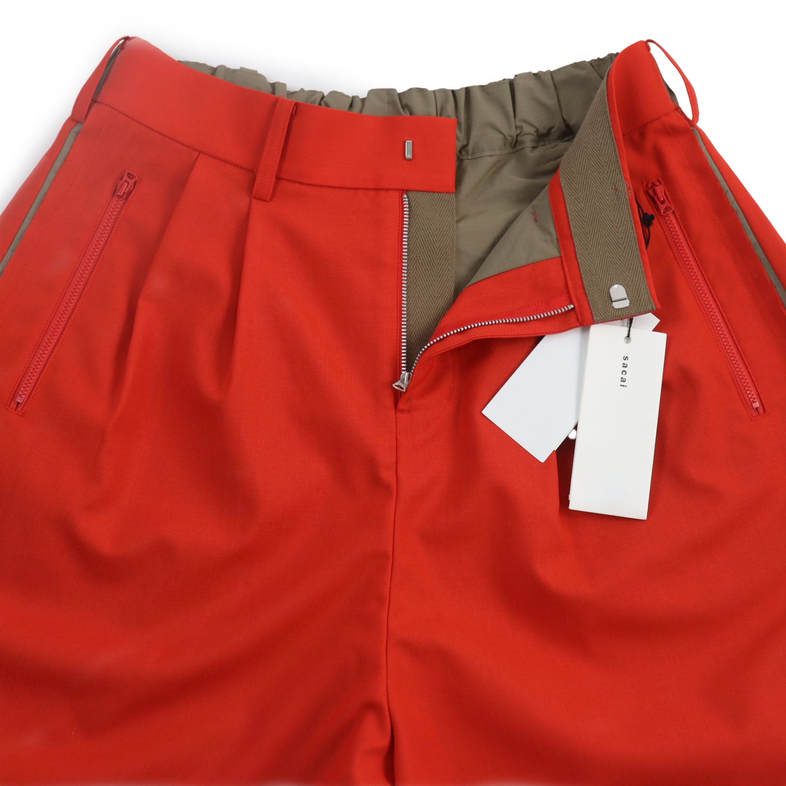 Sacai Belted Wool-Blend Shorts Orange