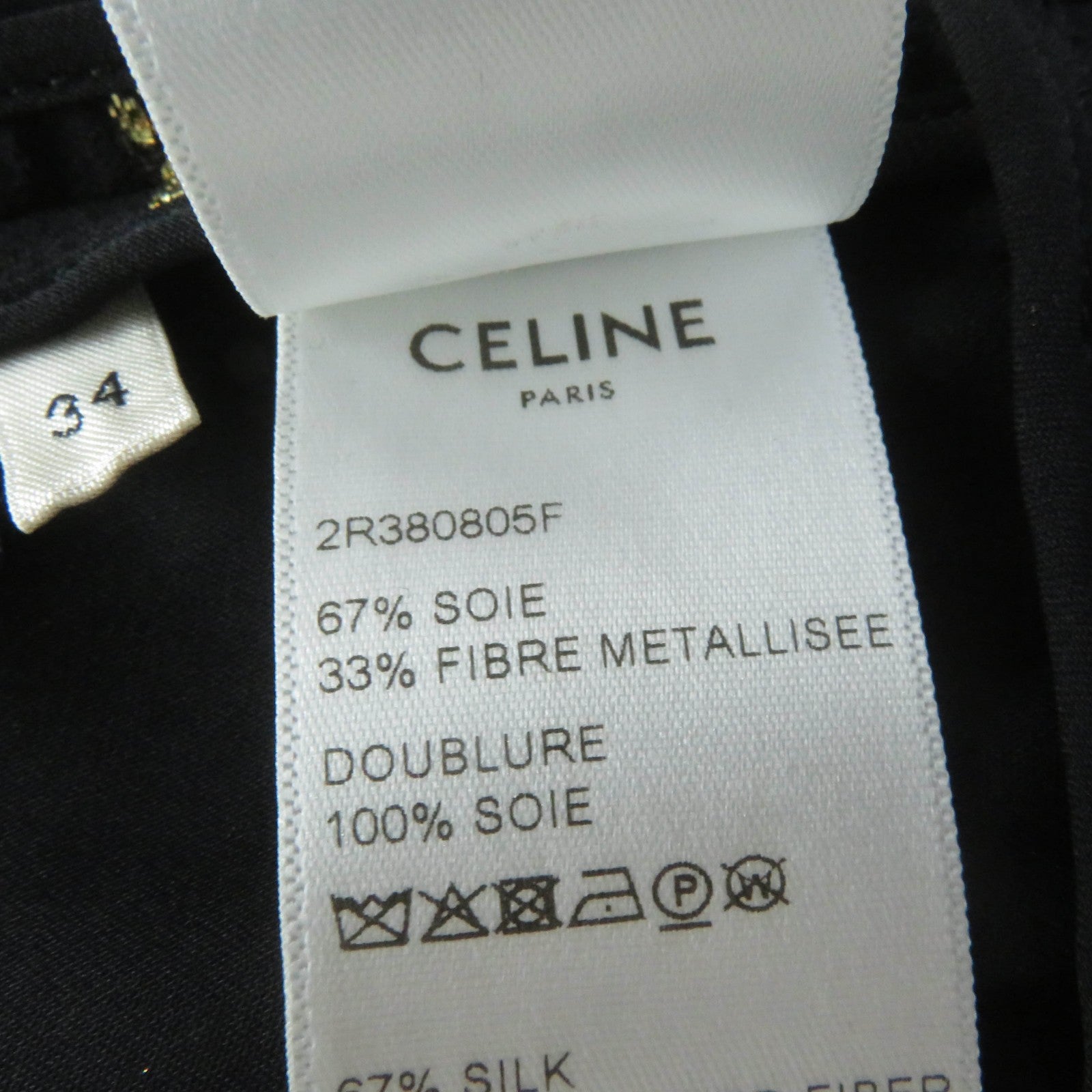 Celine Silk Ribbon Long Sleeve Dress Black Gold