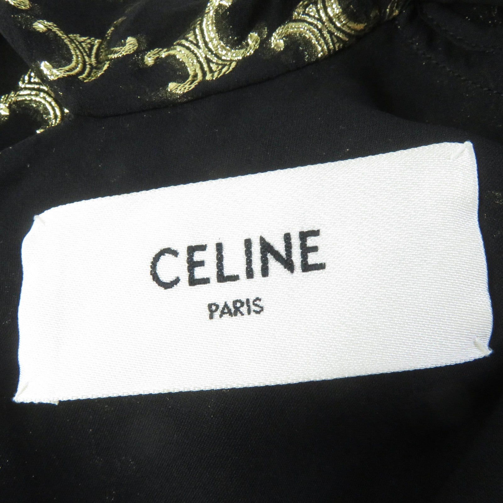 Celine Silk Ribbon Long Sleeve Dress Black Gold