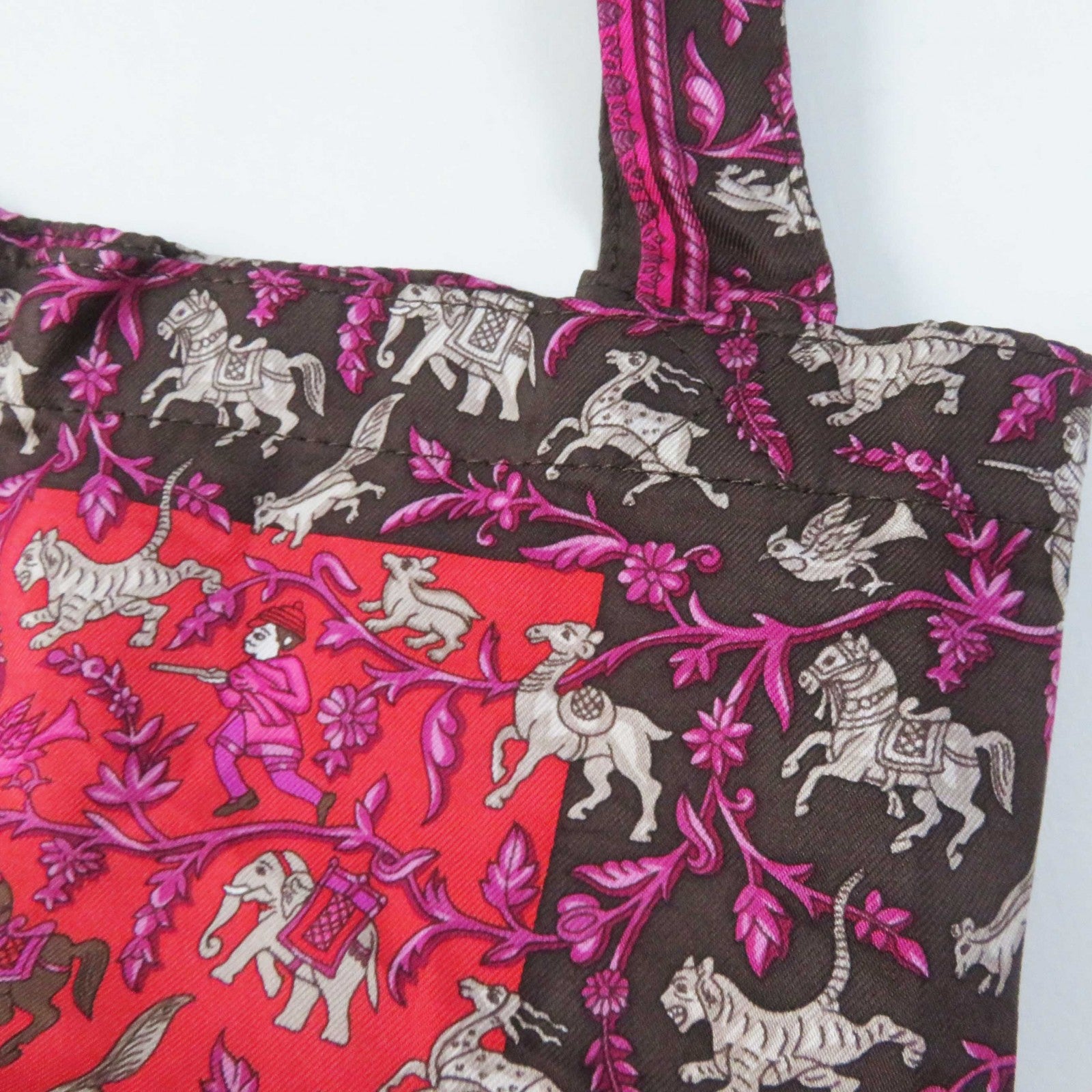 HERMES Silk Eco Bag CHASSE EN INDE Indian Hunting