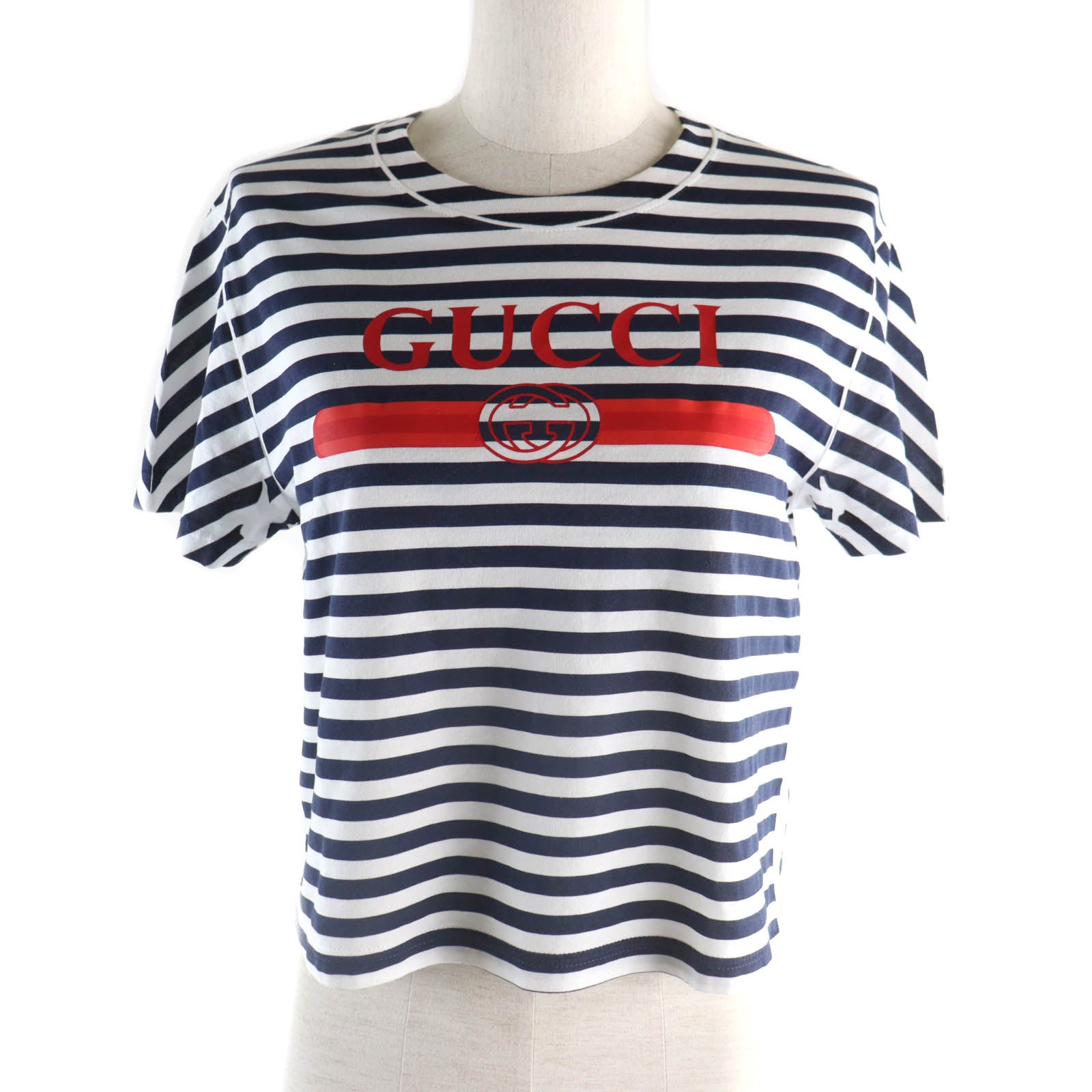 Gucci Cotton Logo Print Striped T-shirt XS