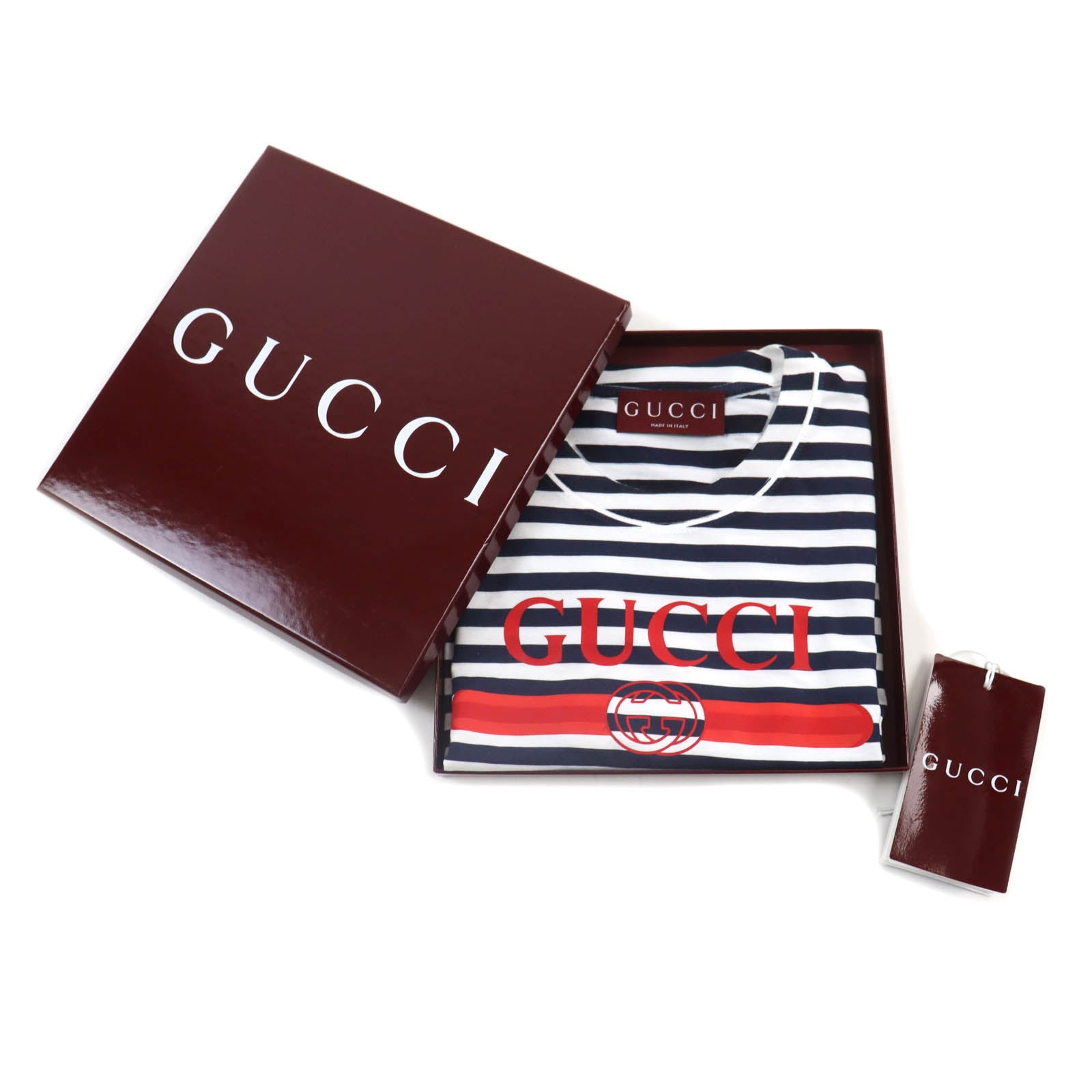 Gucci Cotton Logo Print Striped T-shirt XS