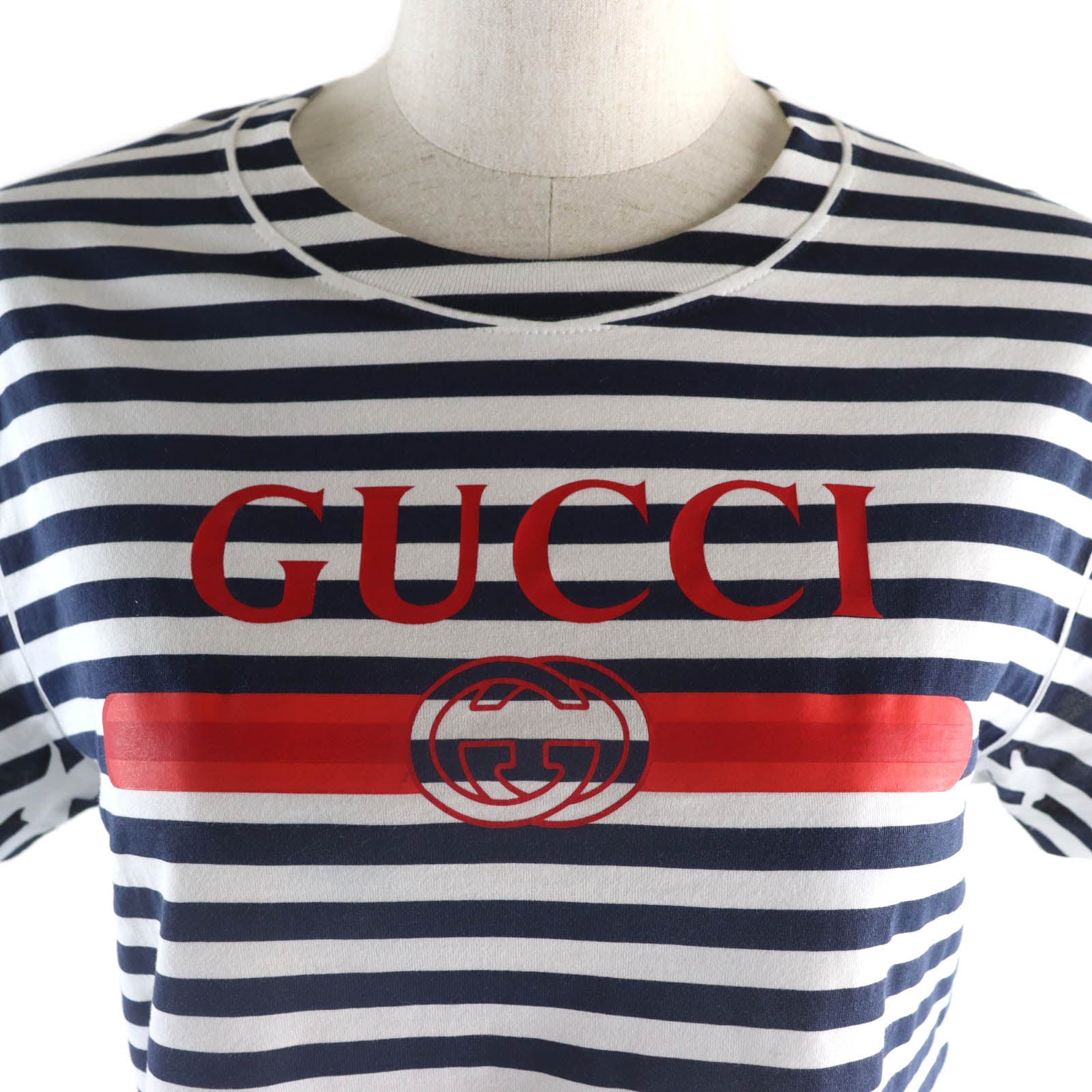 Gucci Cotton Logo Print Striped T-shirt XS