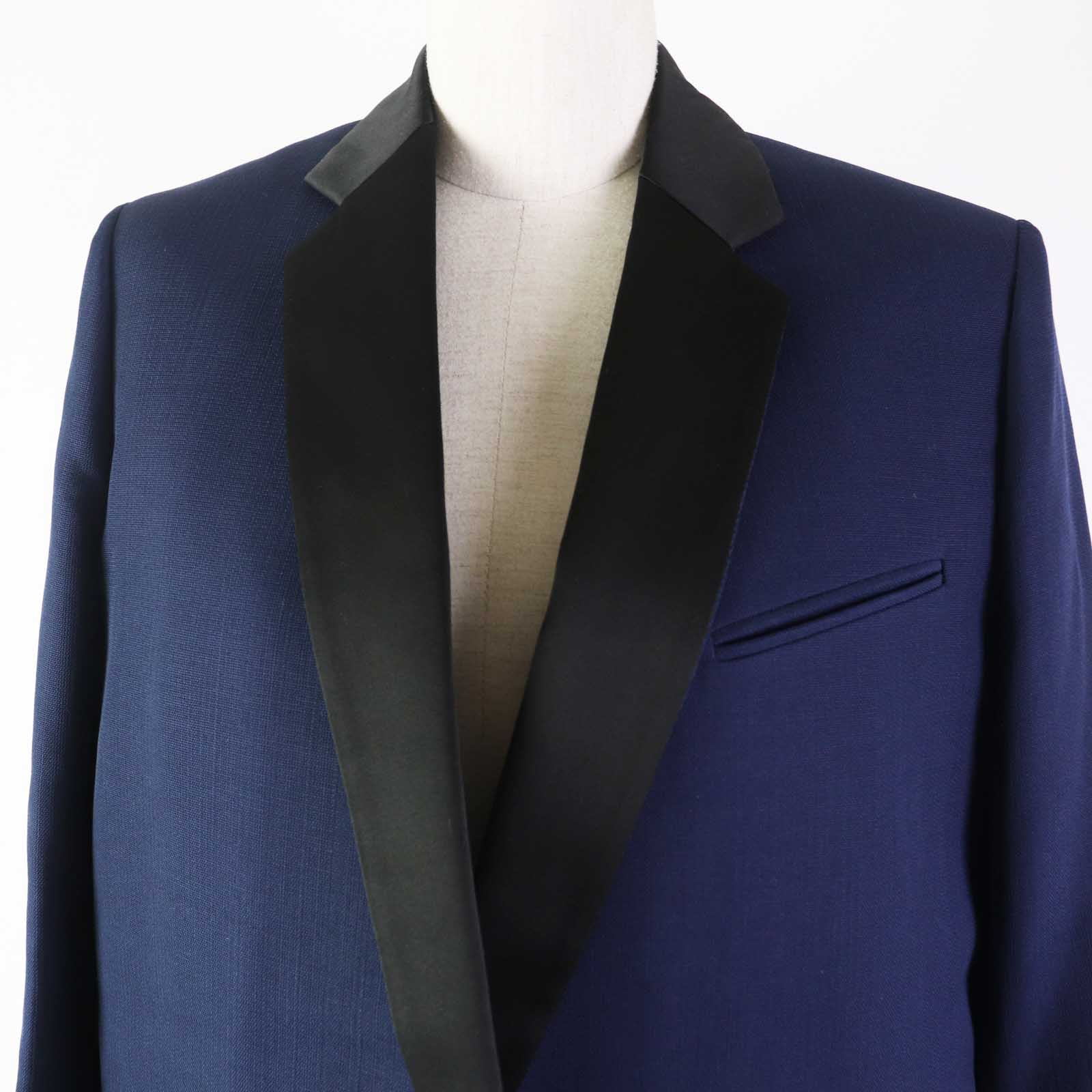 Celine Wool Crombie Coat Navy Black 36 Women