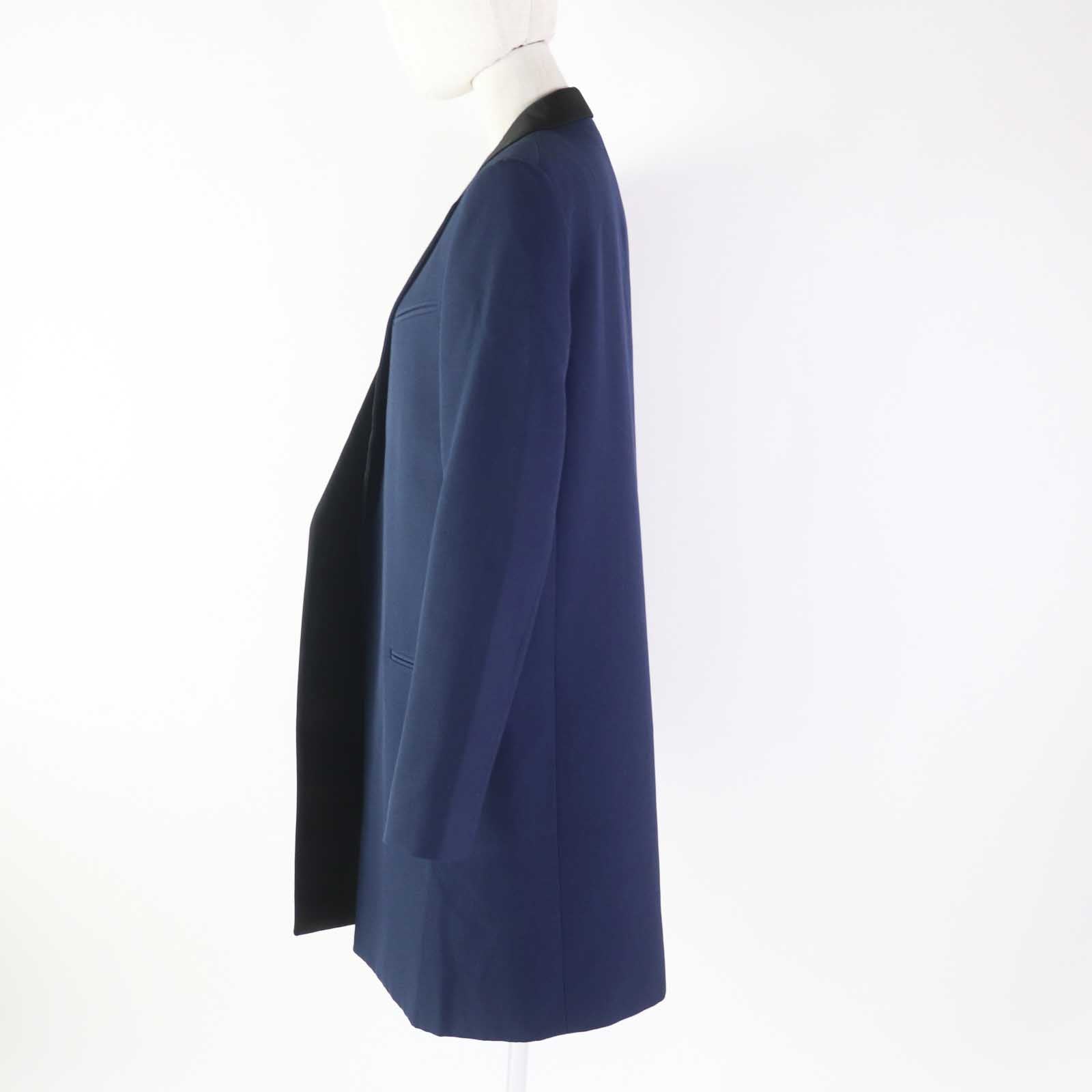 Celine Wool Crombie Coat Navy Black 36 Women