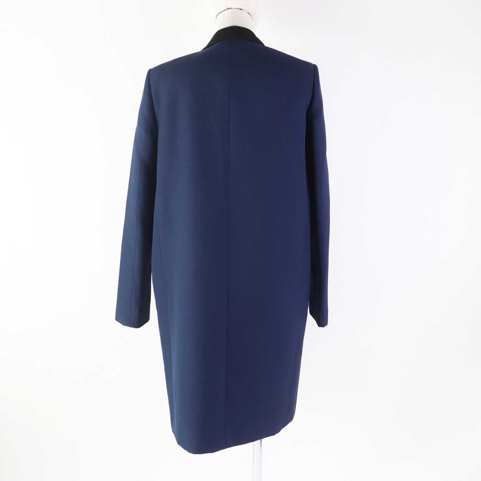 Celine Wool Crombie Coat Navy Black 36 Women