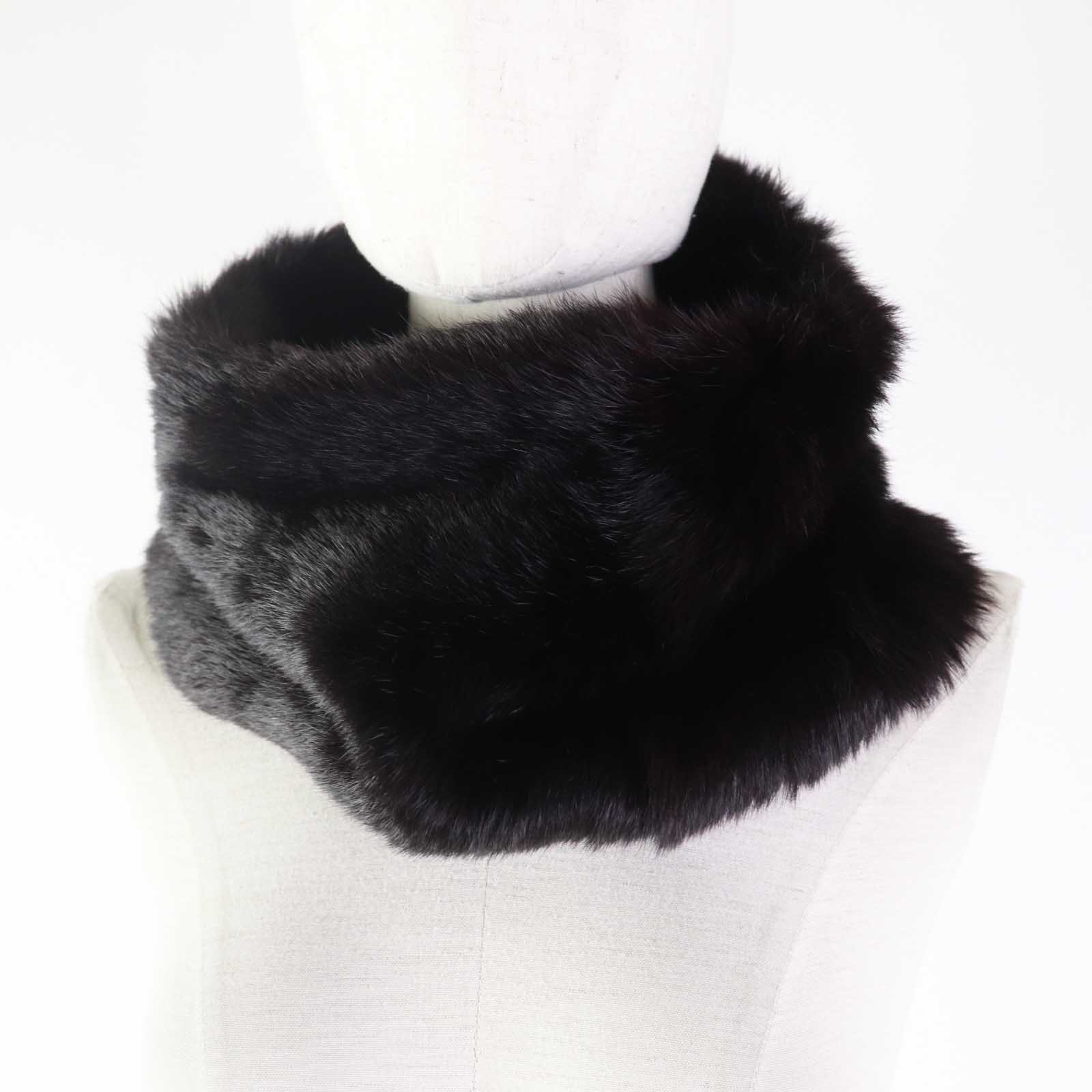 Celine Rabbit Wool Fur Snood Scarf Brown