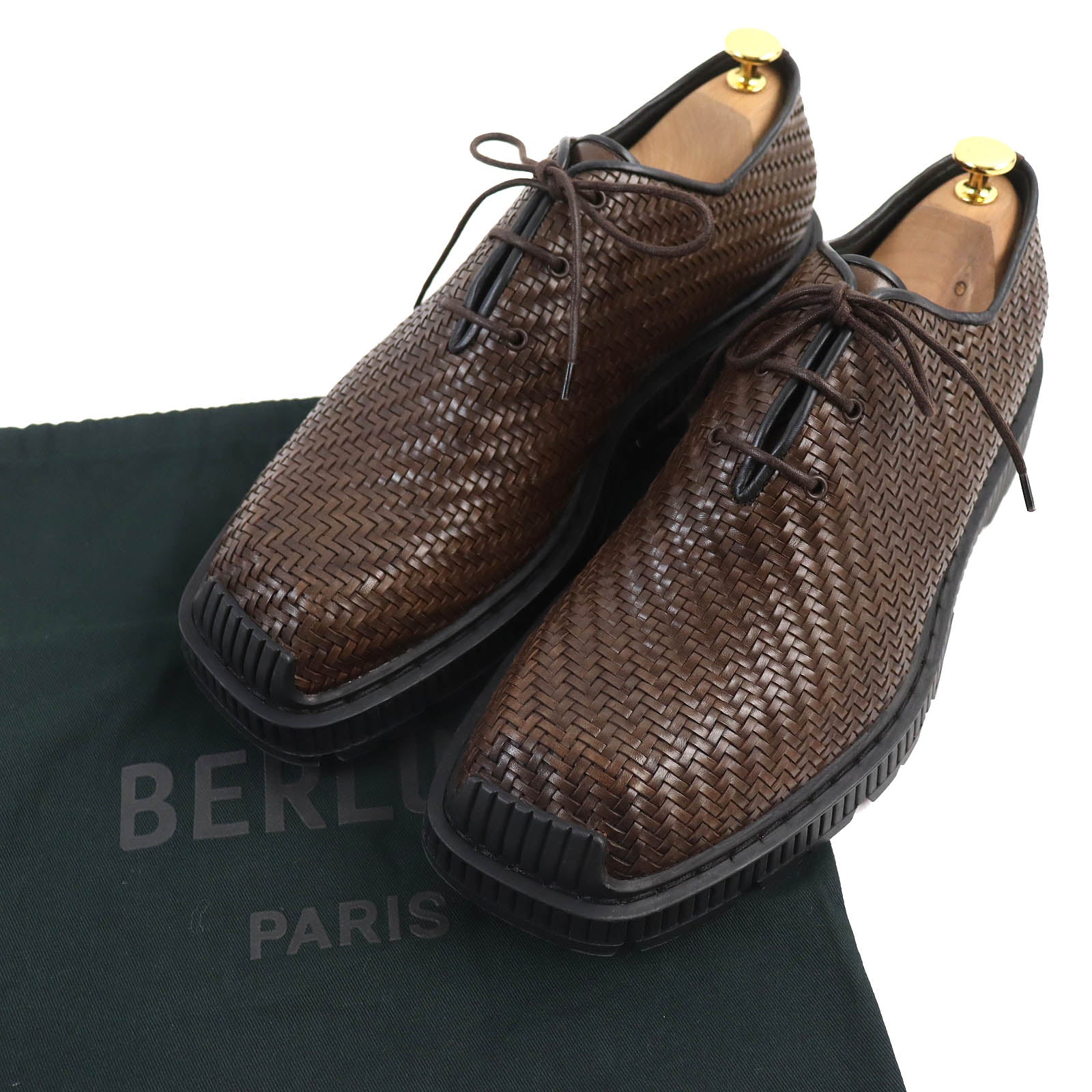 Berluti Camden Intrecciato Leather Derby Shoes