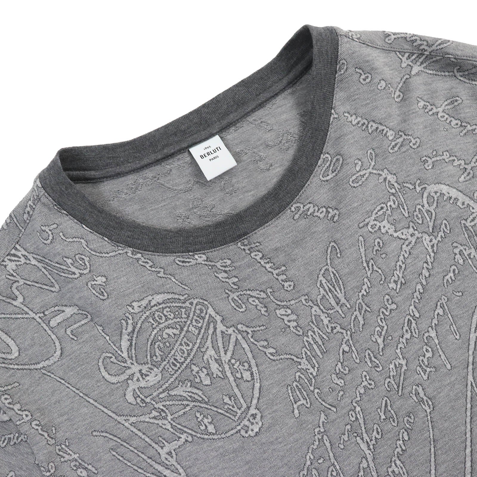 Berluti Scritto Jacquard Calligraphy T-shirt Gray M