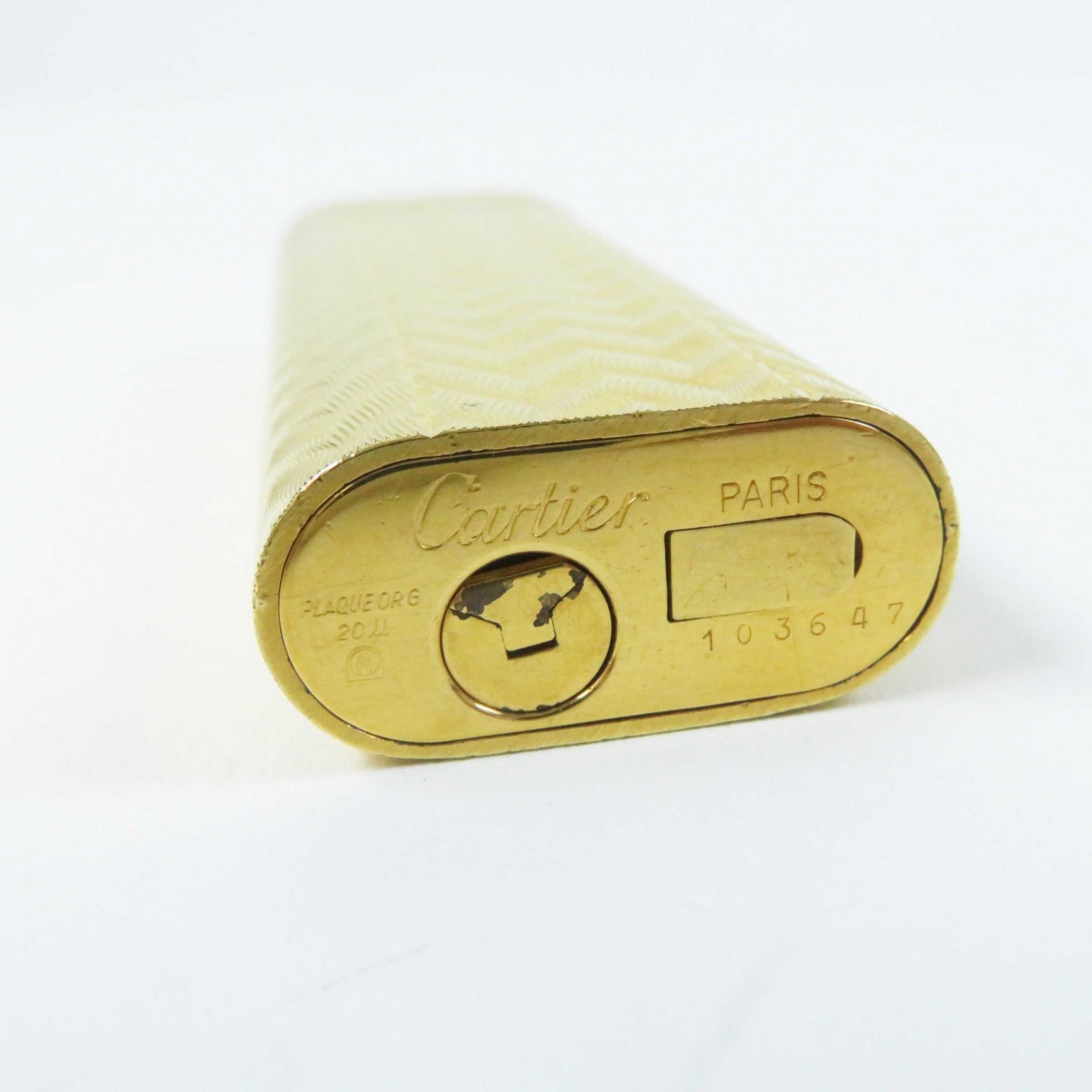 Cartier Oval Roller Chevron Gas Lighter Gold