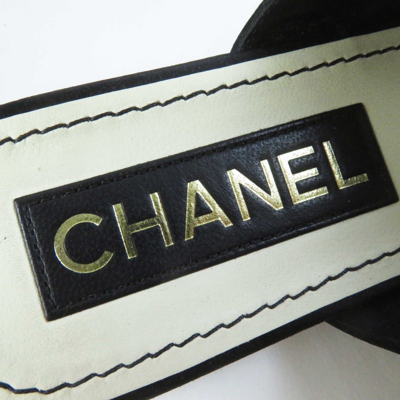 Chanel COCO Mark Satin Leather Sandals Black