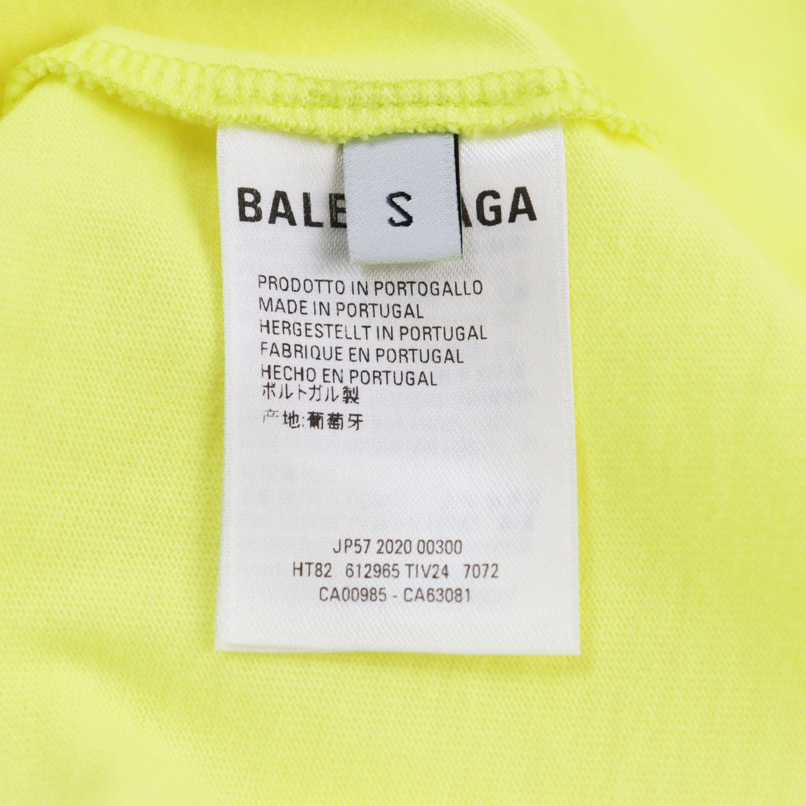 Balenciaga Cotton Crew Tee T-shirt Yellow S