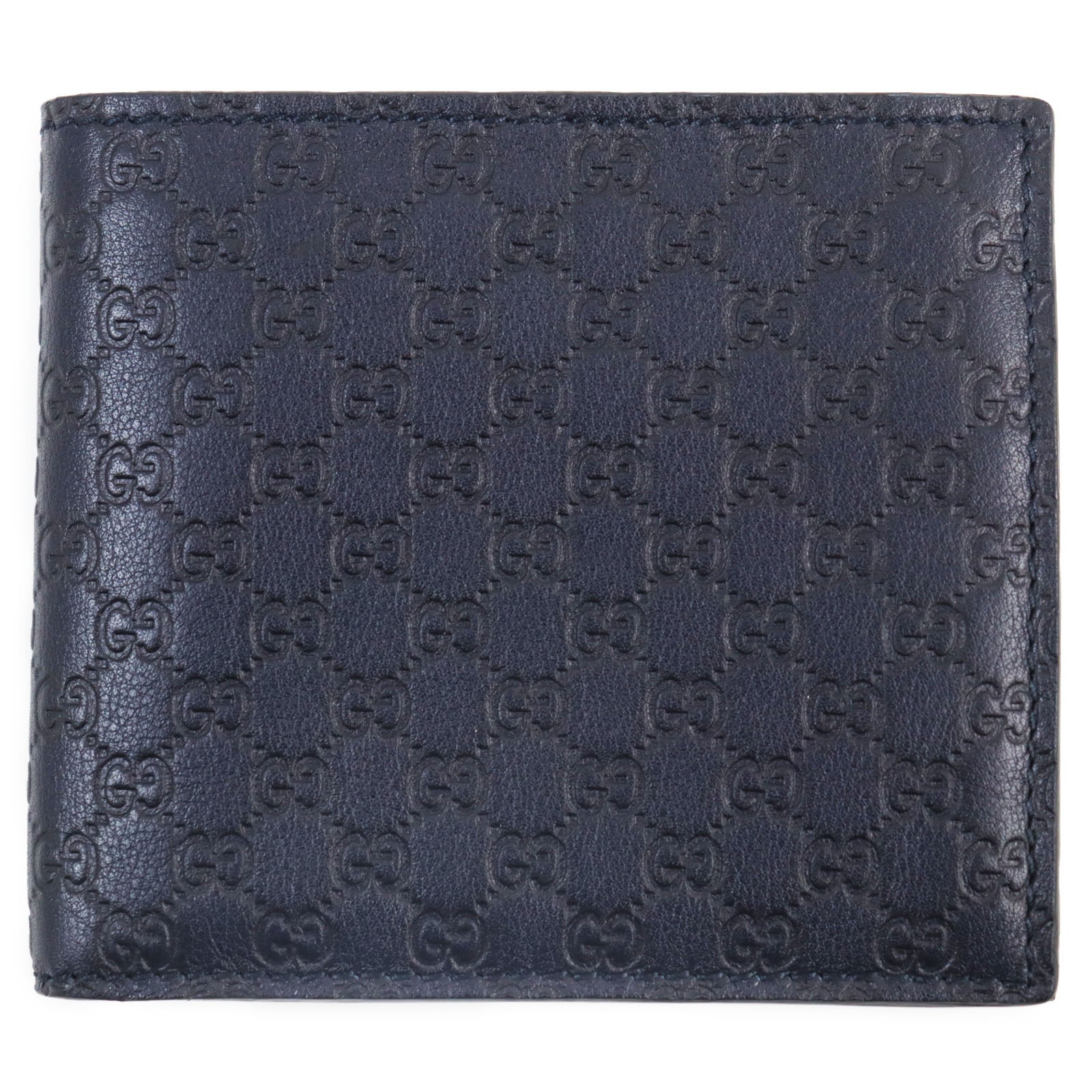 Gucci Micro Shima Leather Bifold Wallet Navy