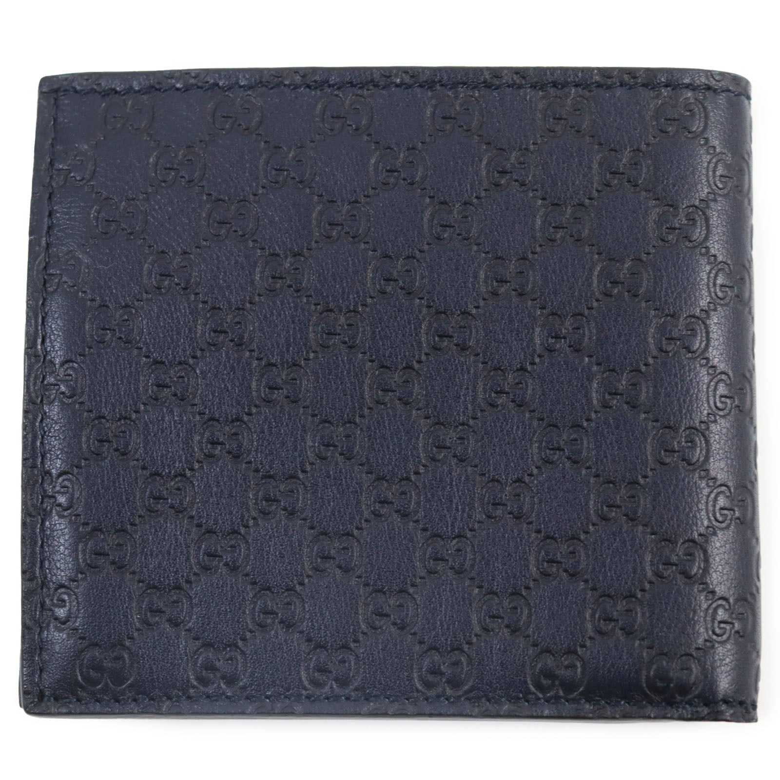 Gucci Micro Shima Leather Bifold Wallet Navy