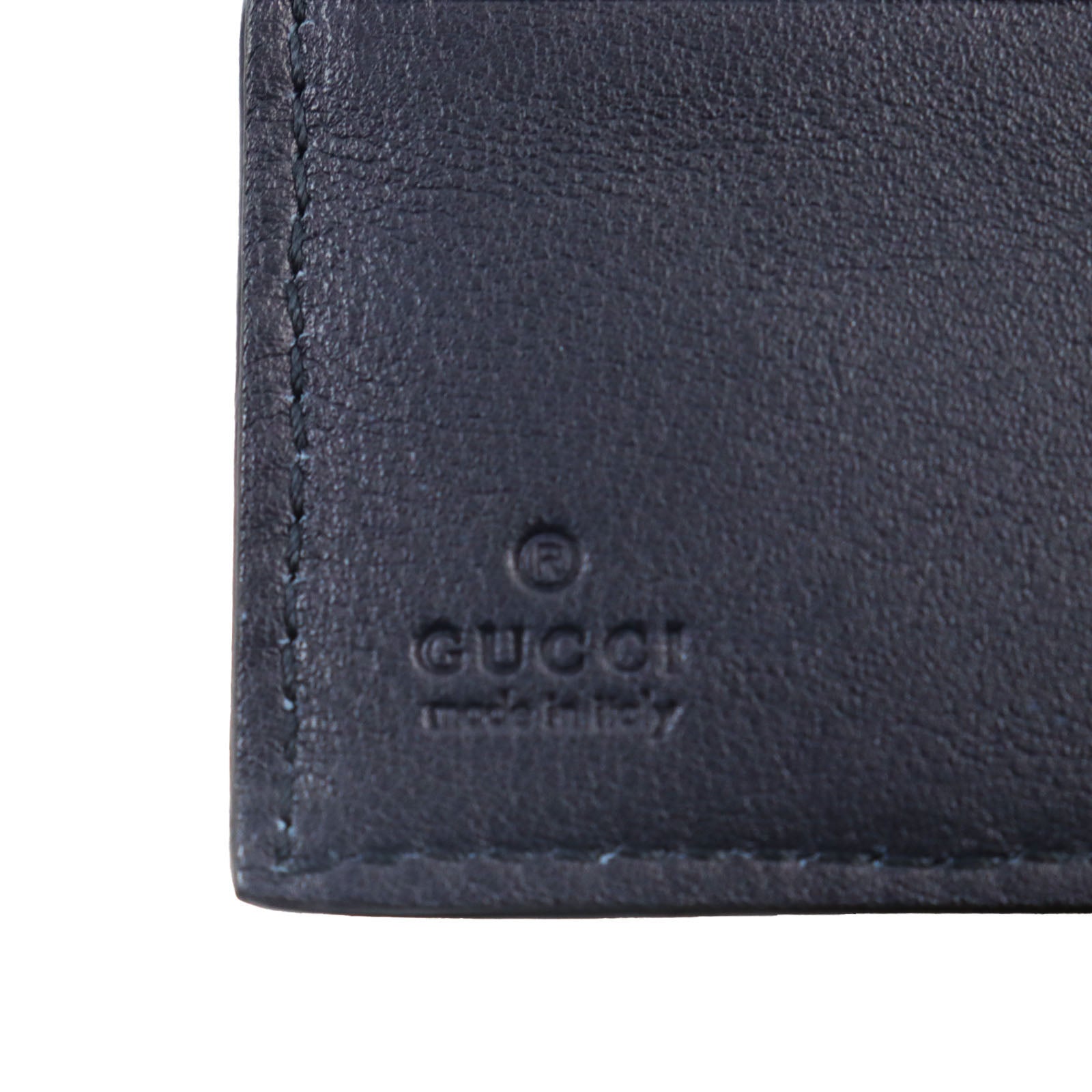 Gucci Micro Shima Leather Bifold Wallet Navy