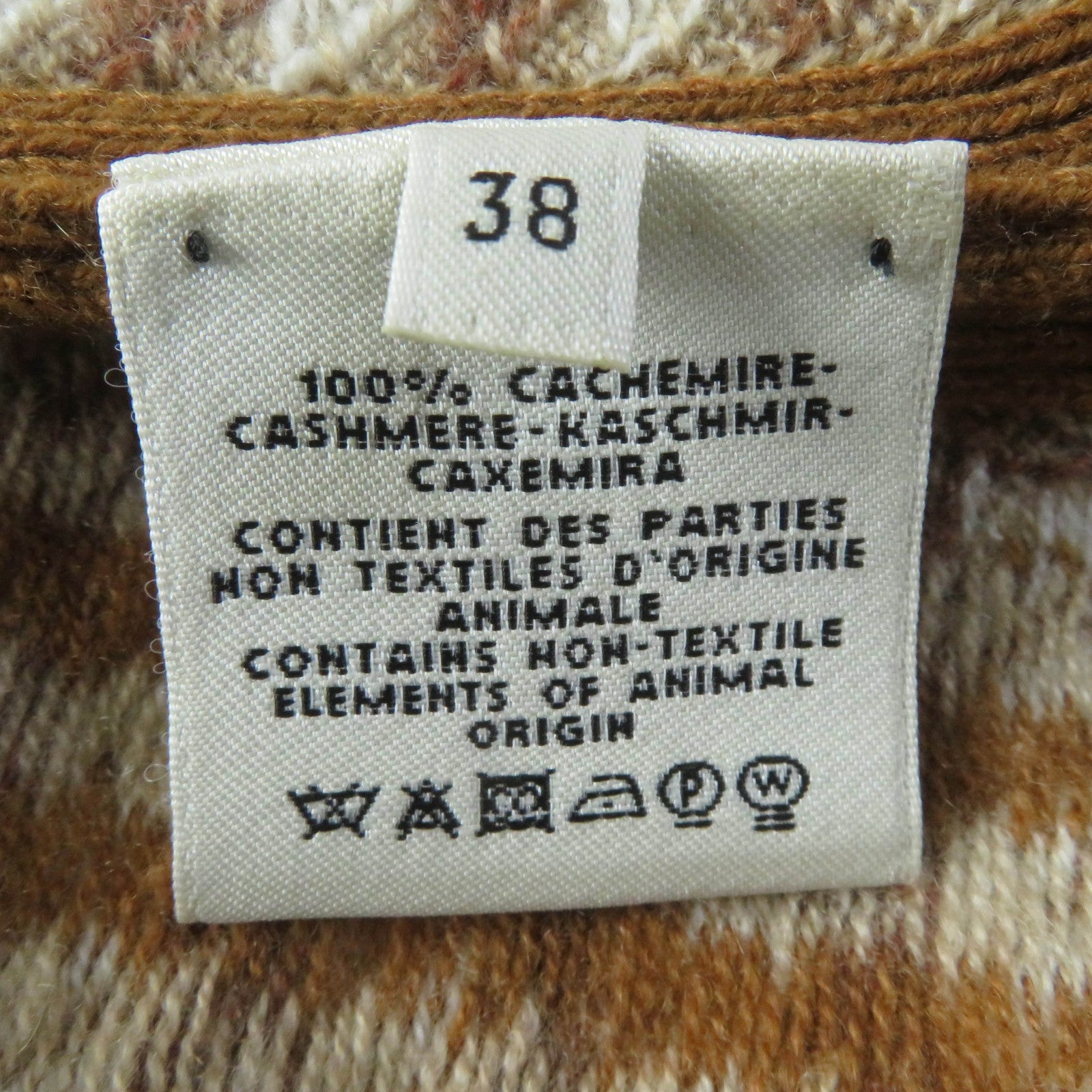 Hermes Cashmere Houndstooth Knit Cardigan Brown