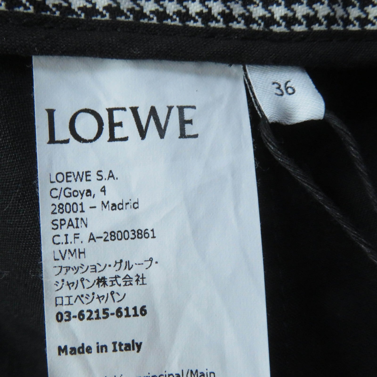 Loewe Houndstooth Pants Black White Women