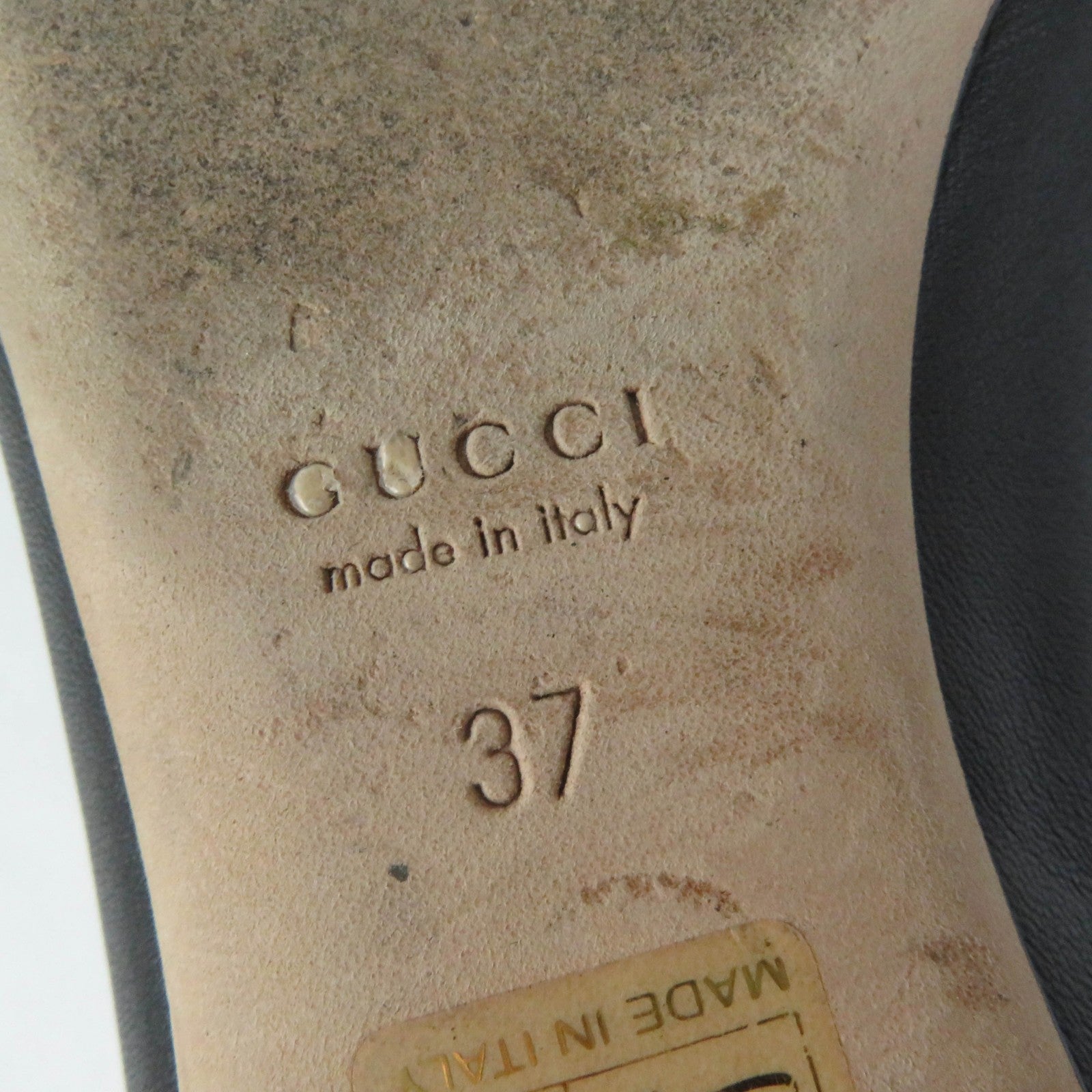 Gucci Leather Horsebit Pumps Black Gold 37