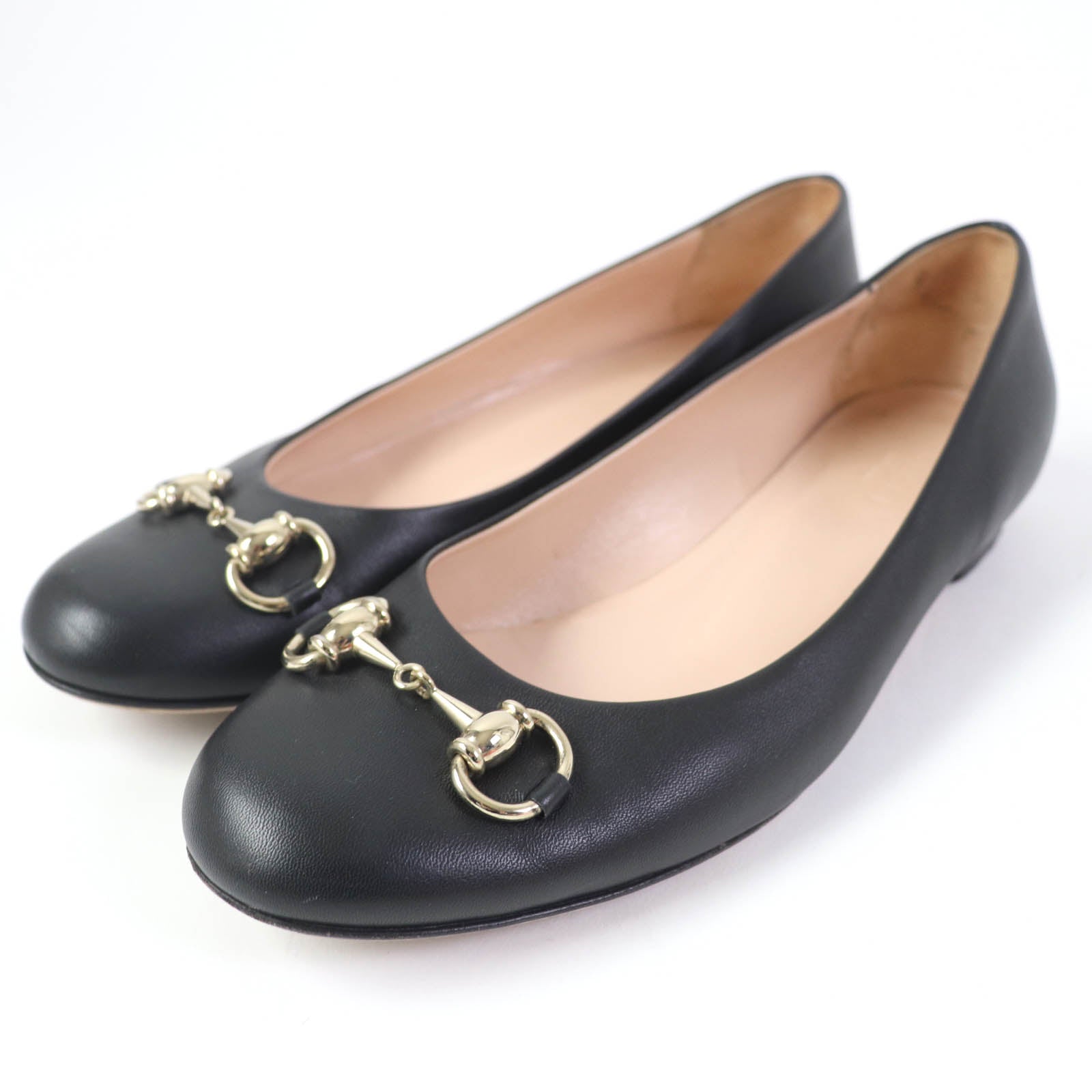 Gucci Leather Horsebit Pumps Black Gold 37