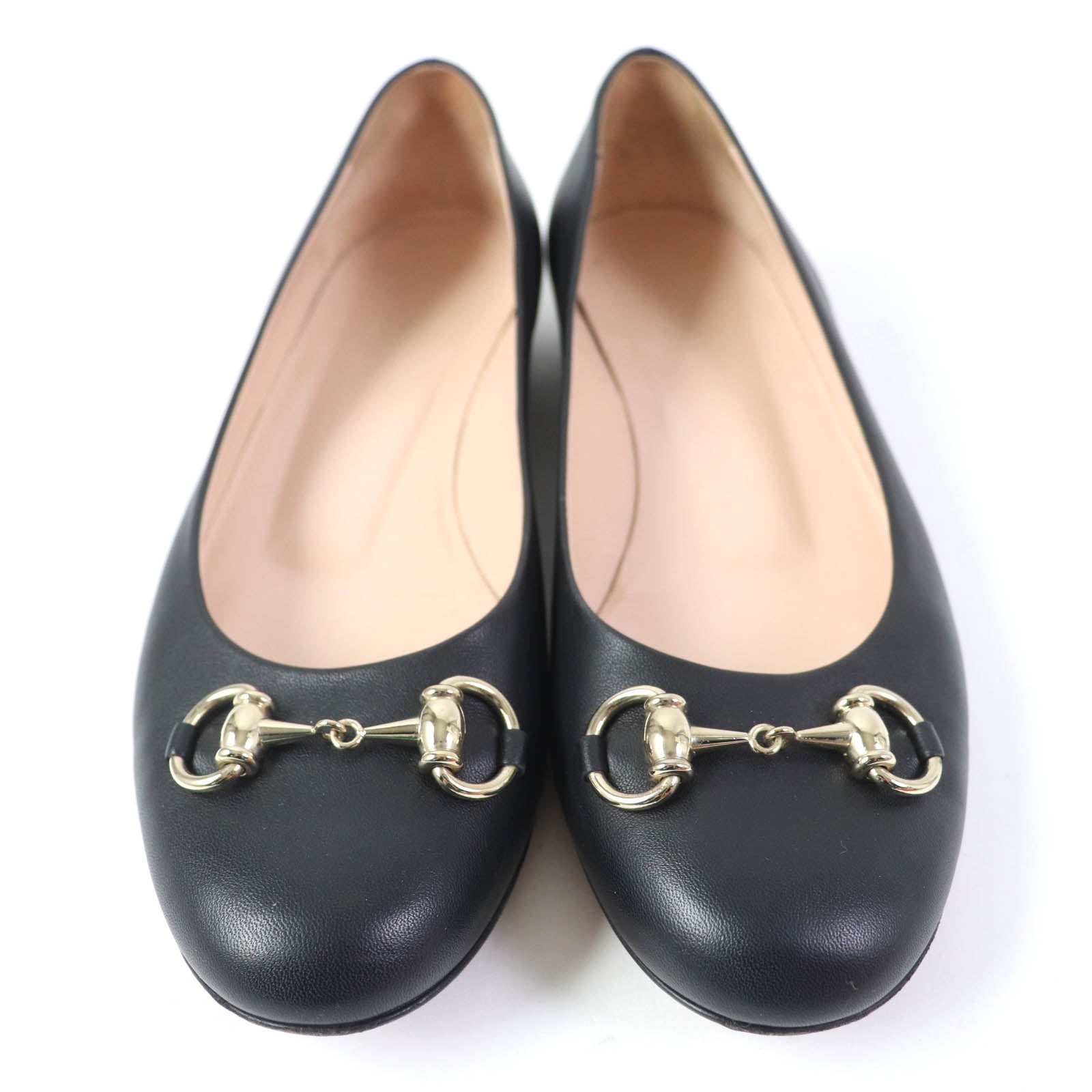 Gucci Leather Horsebit Pumps Black Gold 37