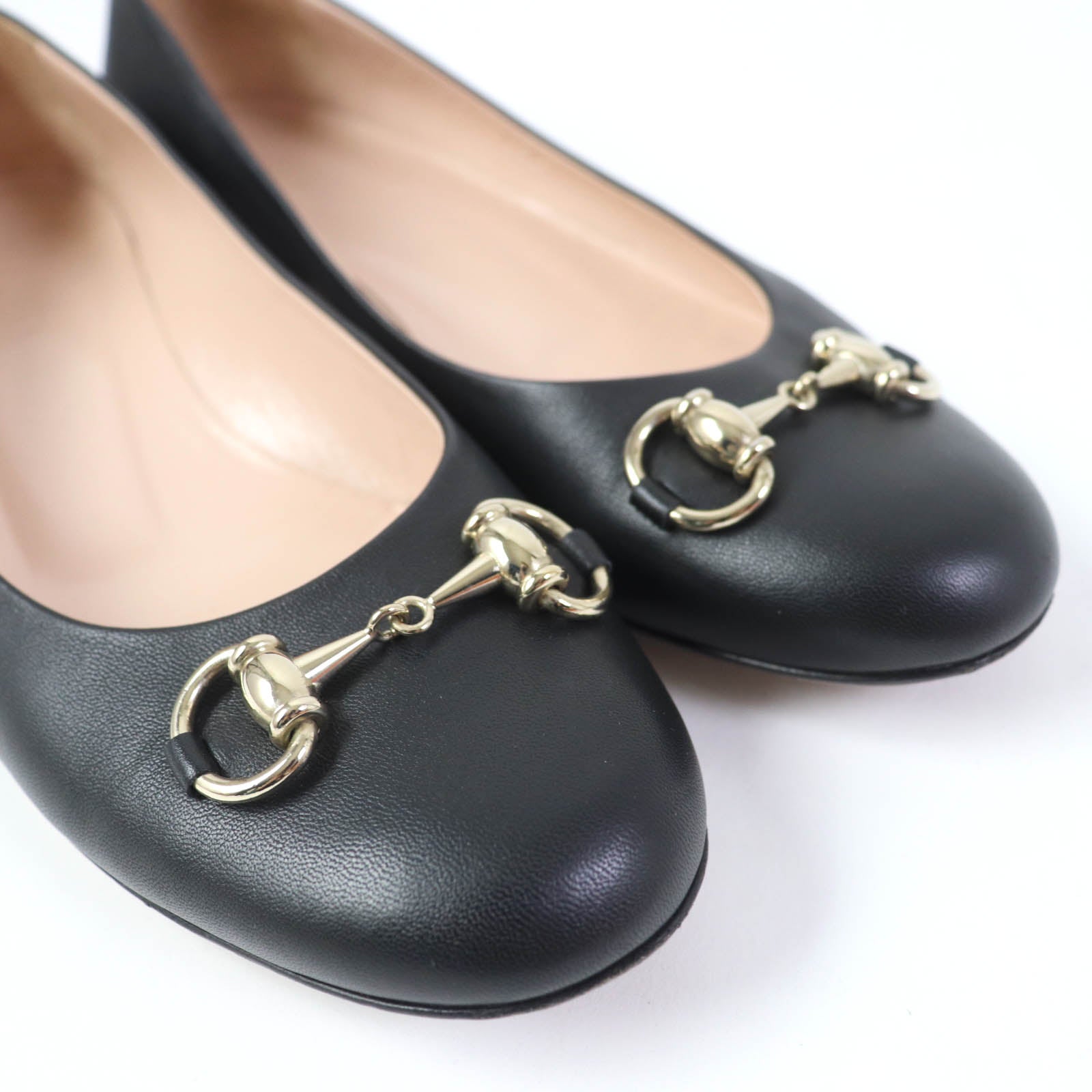 Gucci Leather Horsebit Pumps Black Gold 37