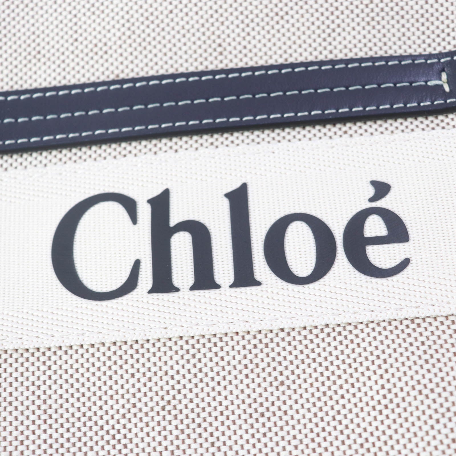 Chloe Woody Large Tote Bag White Blue