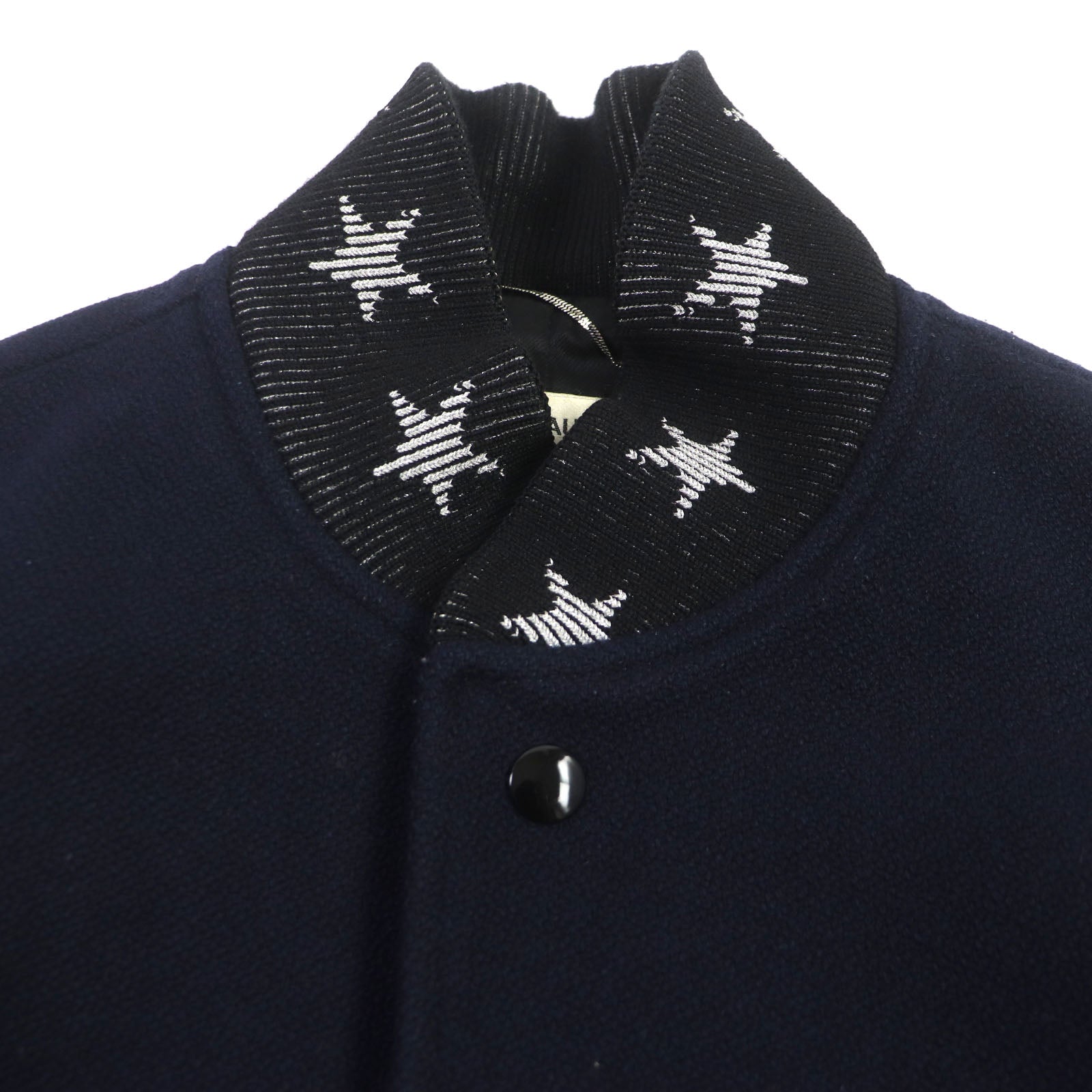 Saint Laurent Wool Nylon Leather Star Varsity Jacket