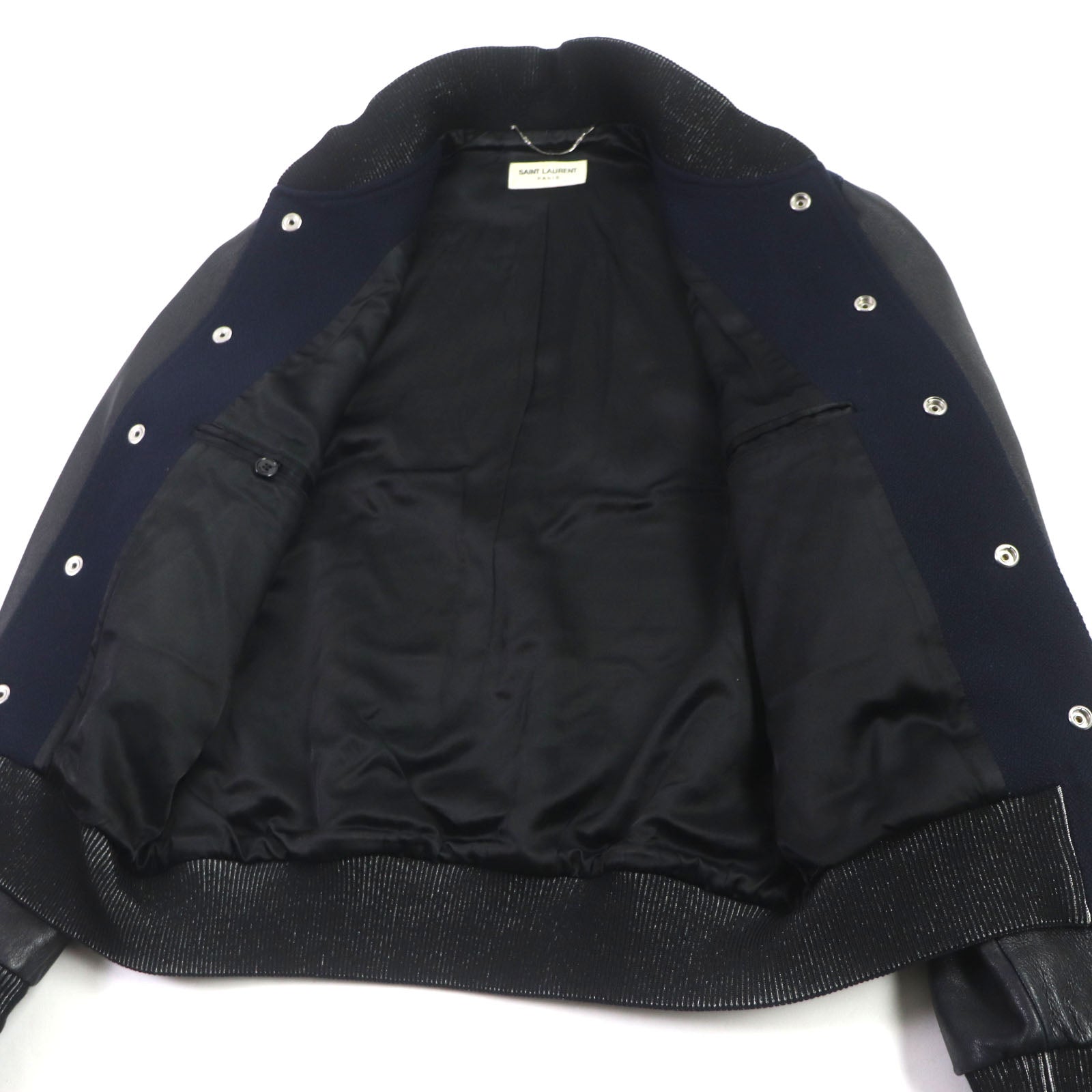 Saint Laurent Wool Nylon Leather Star Varsity Jacket