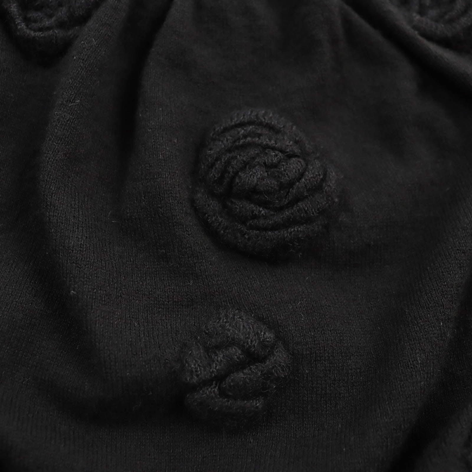 Chanel Camellia COCO Button Knit Skirt Black 34