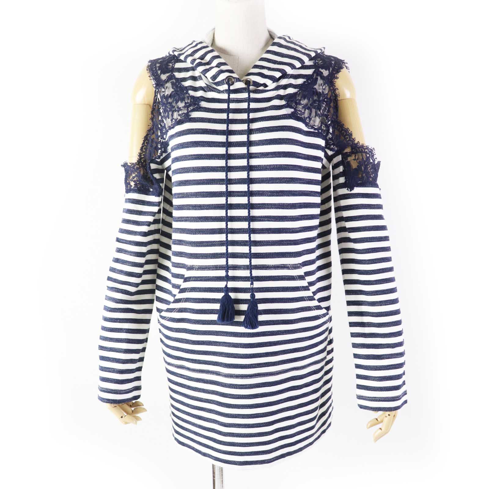 ERMANNO SCERVINO Lace Striped Long Sleeve Parker