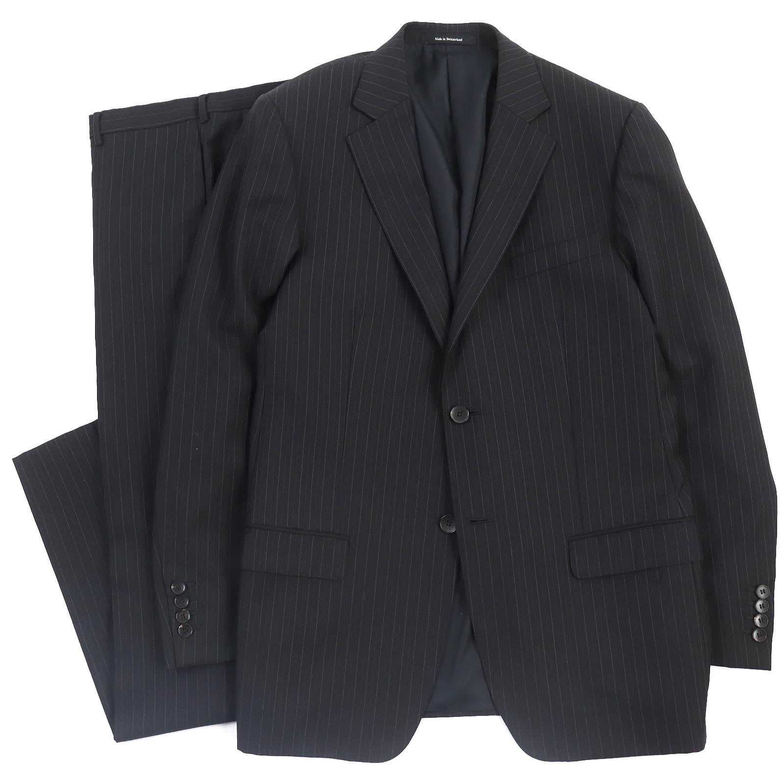 GUCCI Wool Stripe Tailored Suit Dark Gray