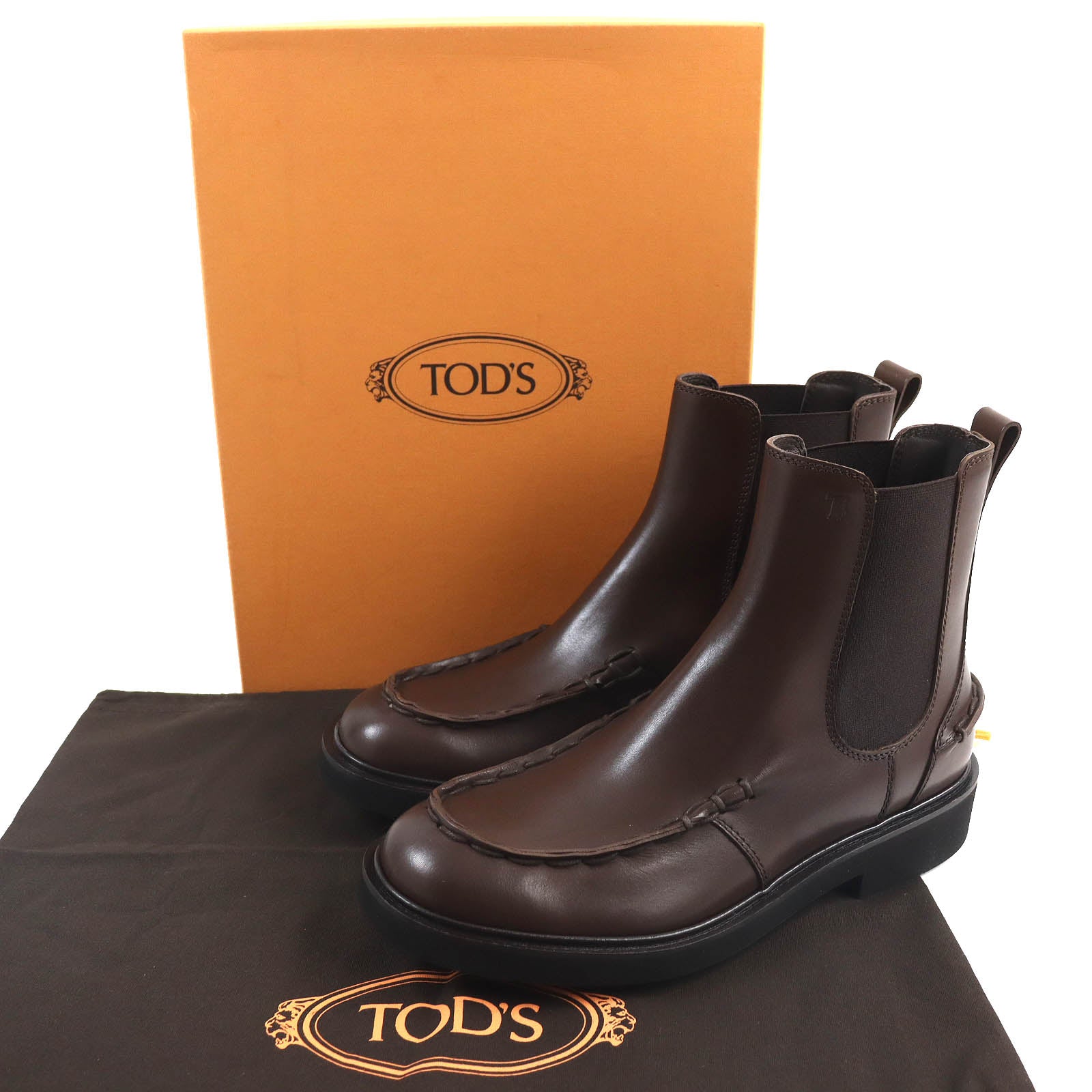 Tod's Leather Logo Embossed Short Boots 7.5