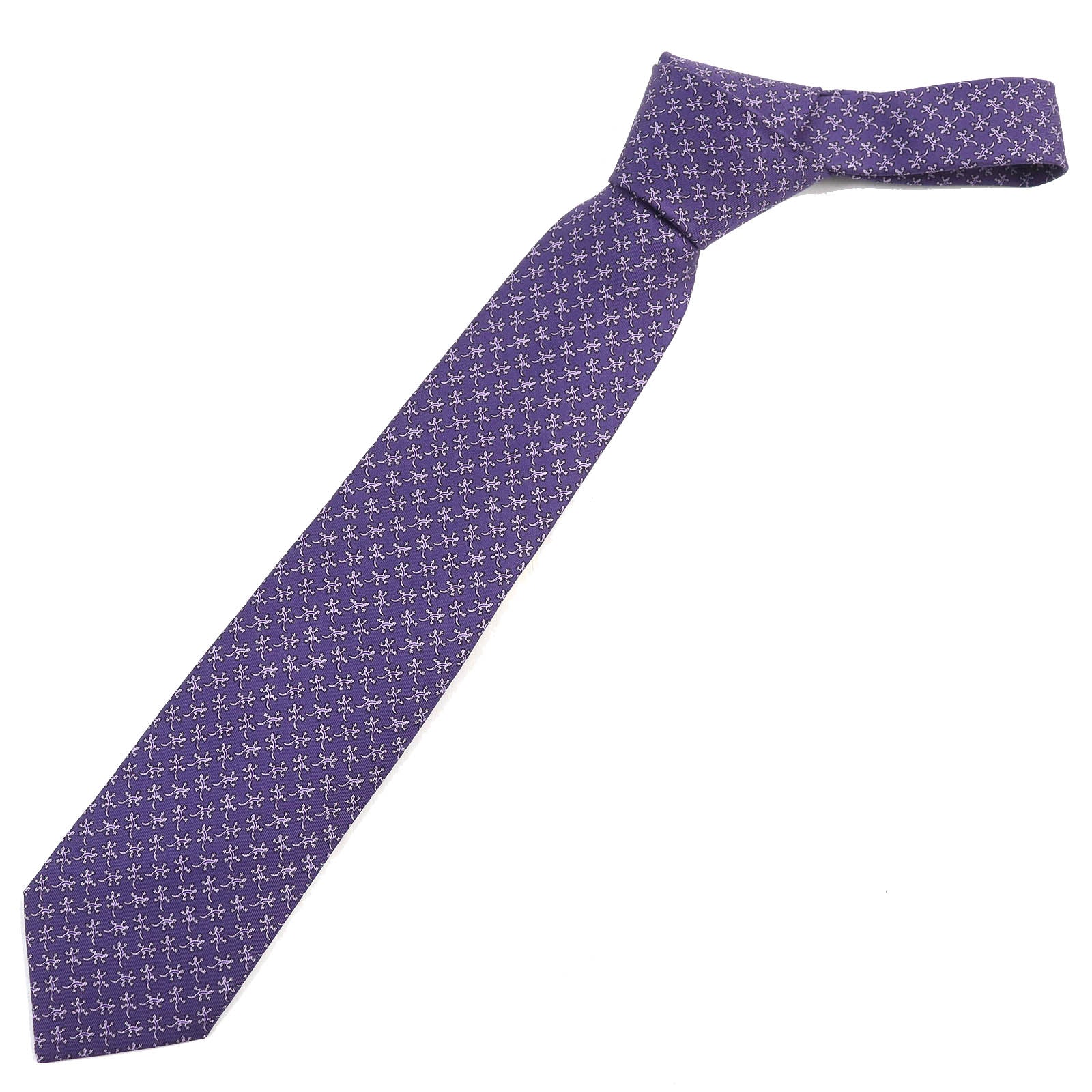 Hermes Silk Lizard Pattern Cravat Tie