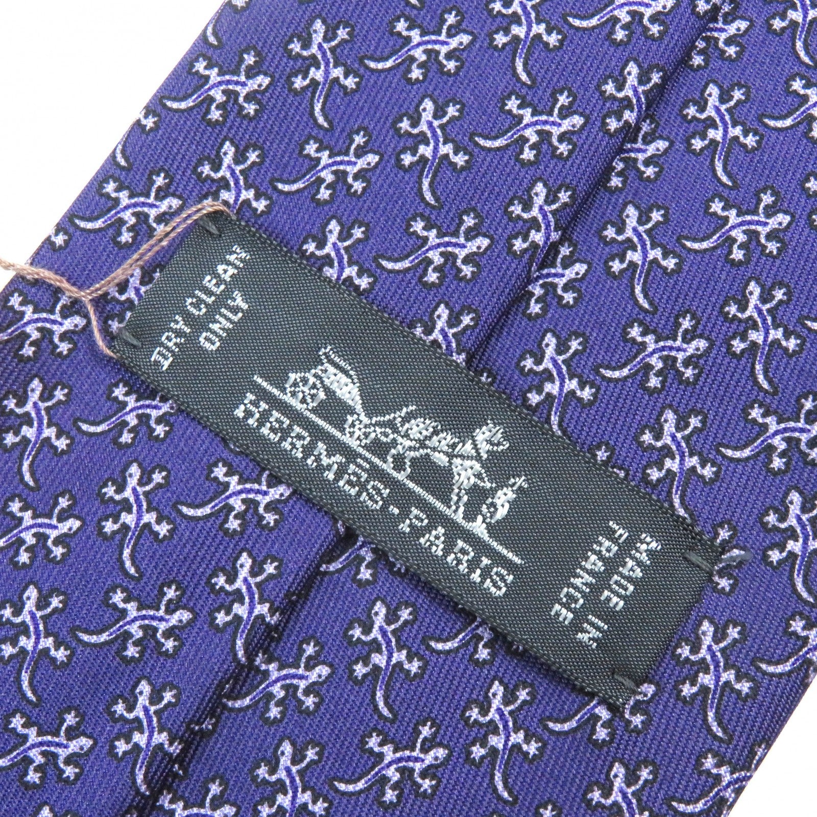 Hermes Silk Lizard Pattern Cravat Tie