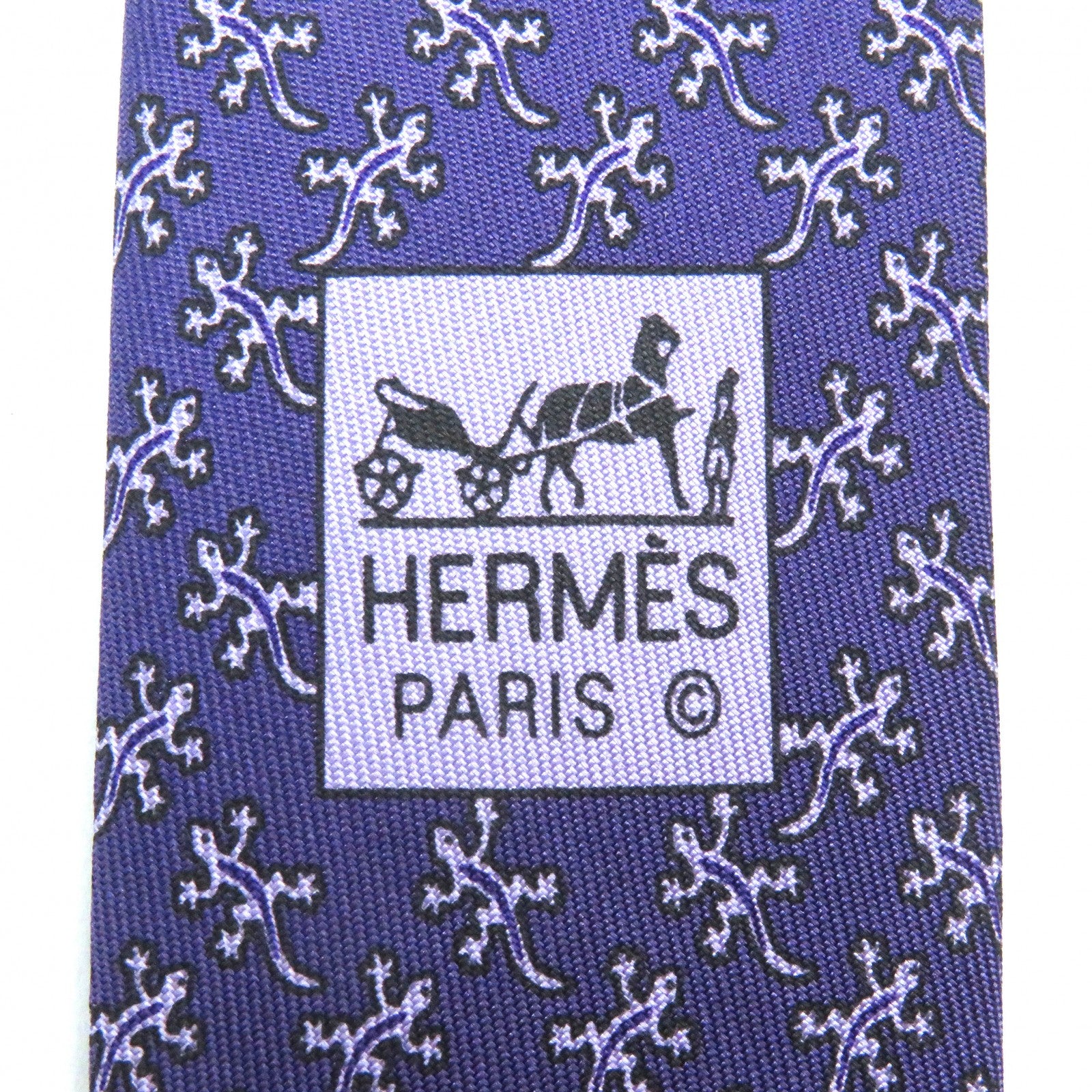 Hermes Silk Lizard Pattern Cravat Tie