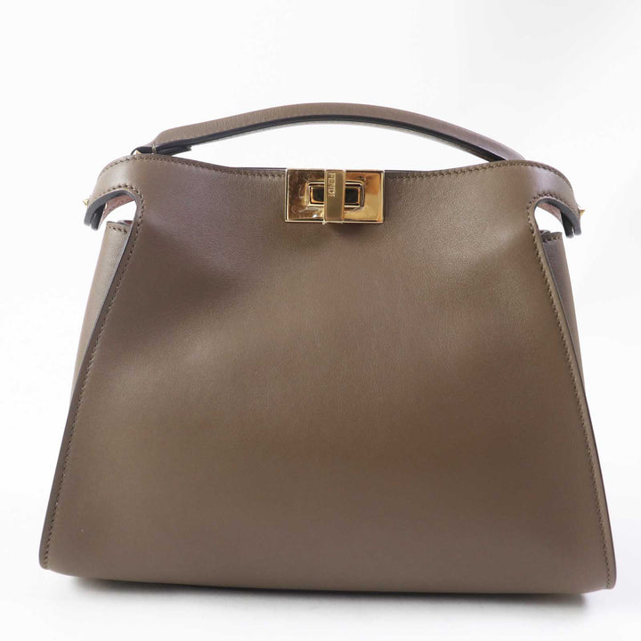 Fendi Peekaboo 2WAY Leather Handbag Brown