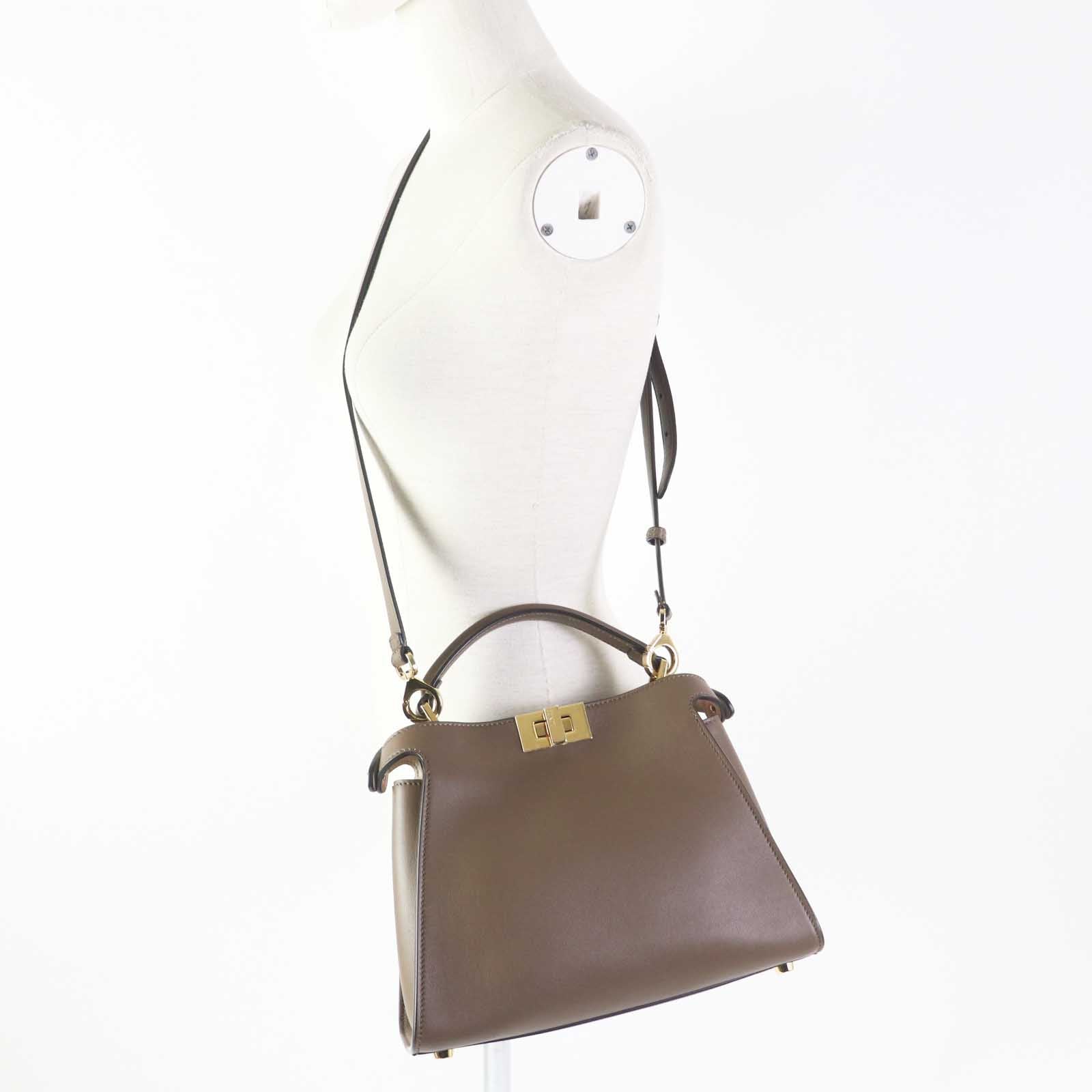 Fendi Peekaboo 2WAY Leather Handbag Brown