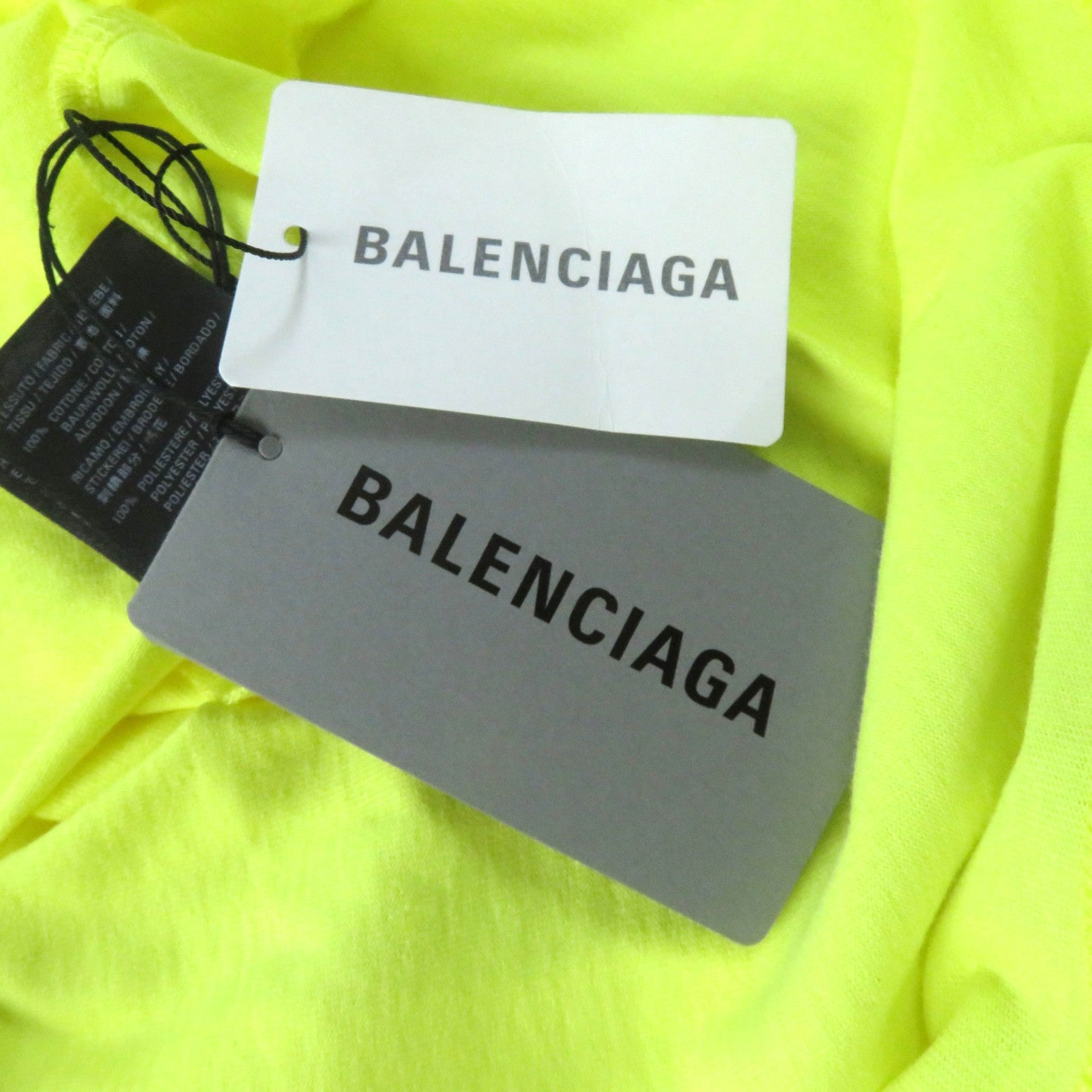 Balenciaga Cotton Logo Crew Neck T-Shirt Yellow S