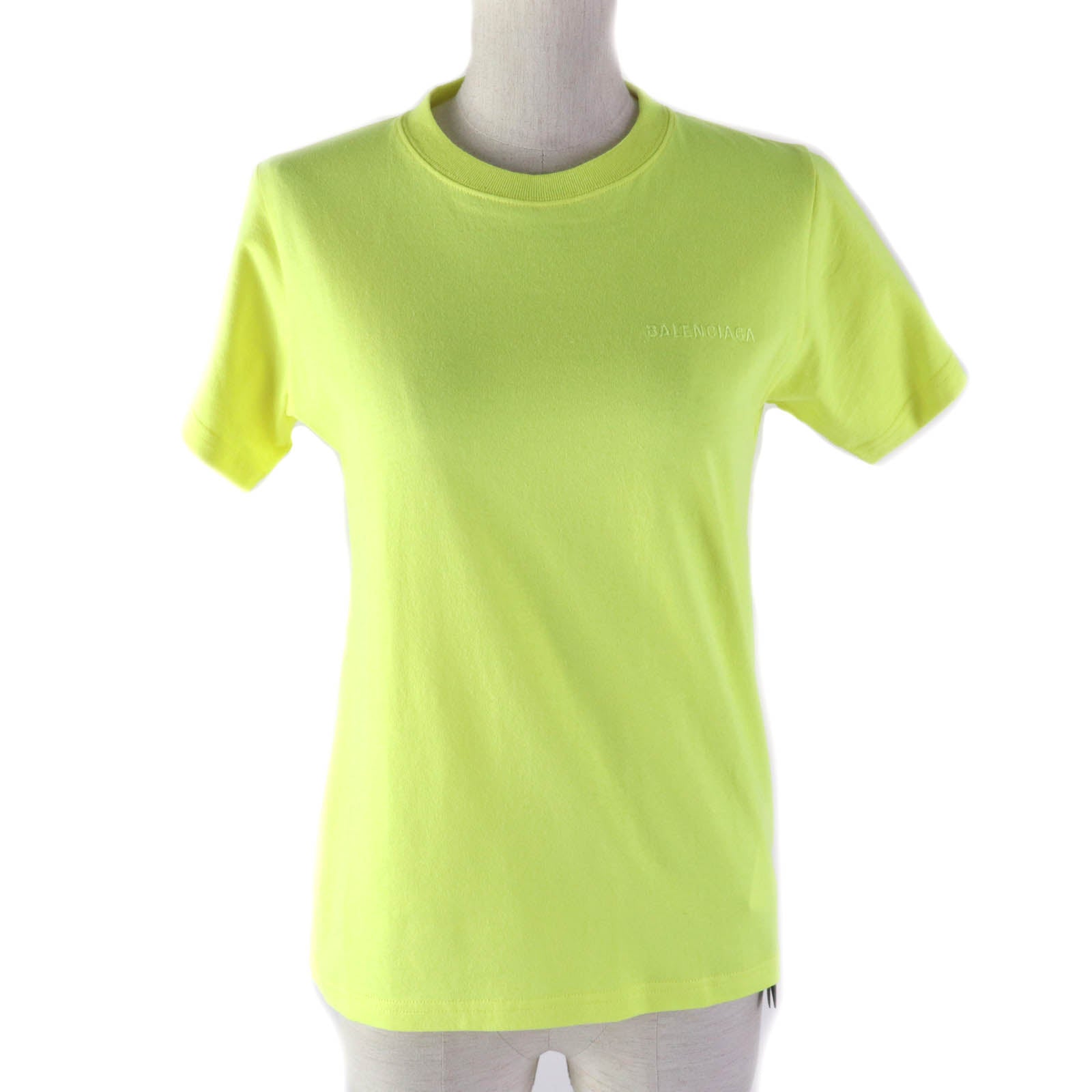 Balenciaga Cotton Logo Crew Neck T-Shirt Yellow S