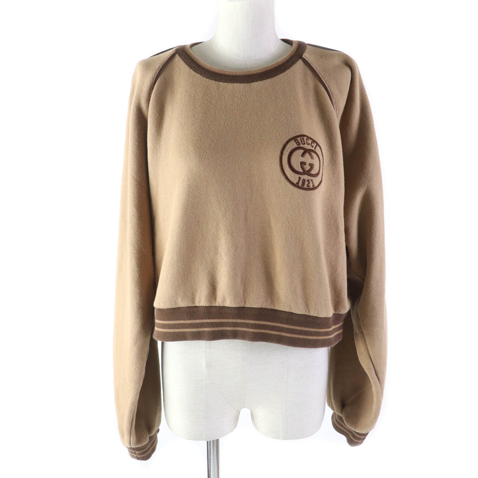 GUCCI Embroidered Cotton Sweatshirt Brown L