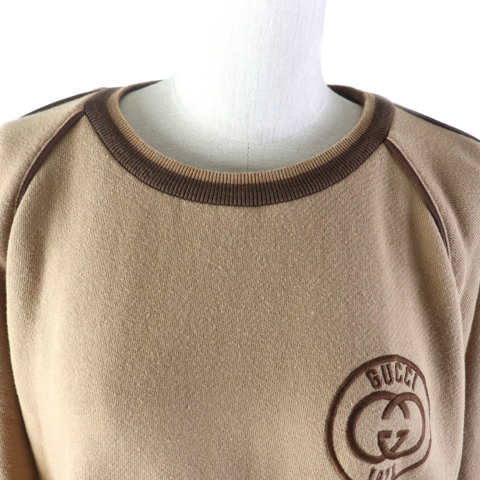 GUCCI Embroidered Cotton Sweatshirt Brown L